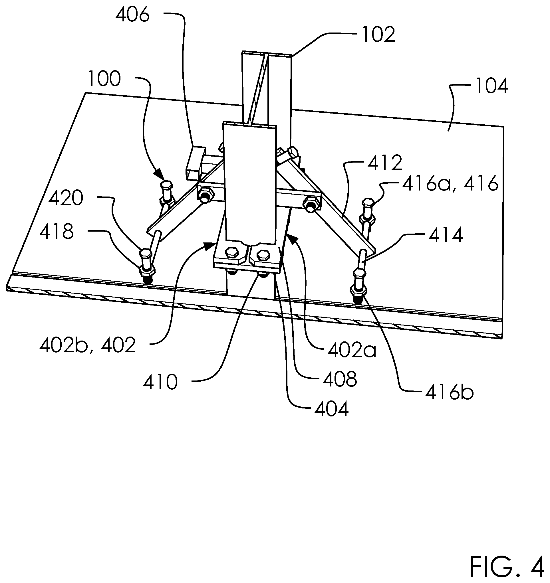 Patent US12504111 Figure 4 – I-beam support system and method of use
