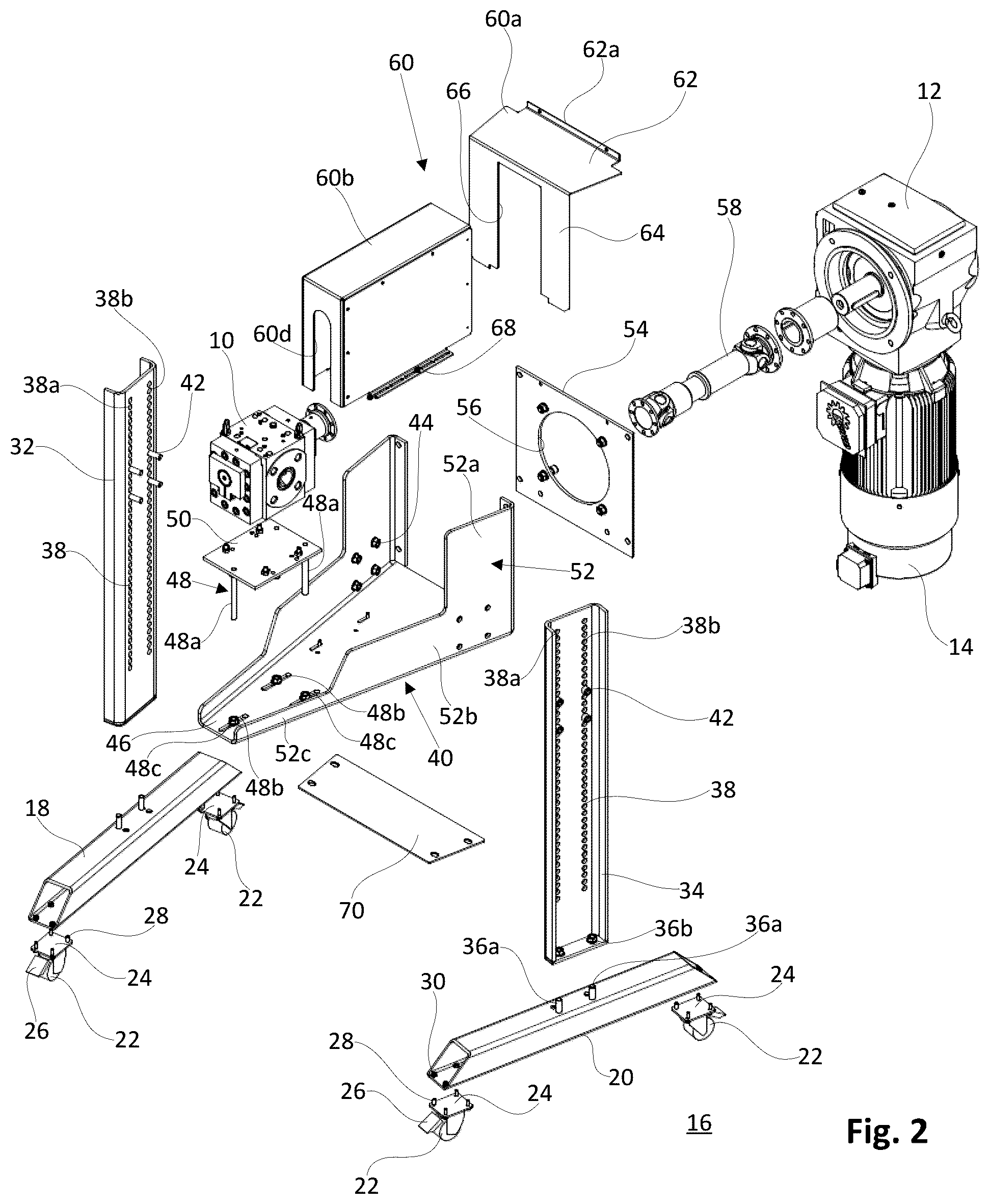 Patent US12504114 Figure 2 – Movable stand for an extrusion pump