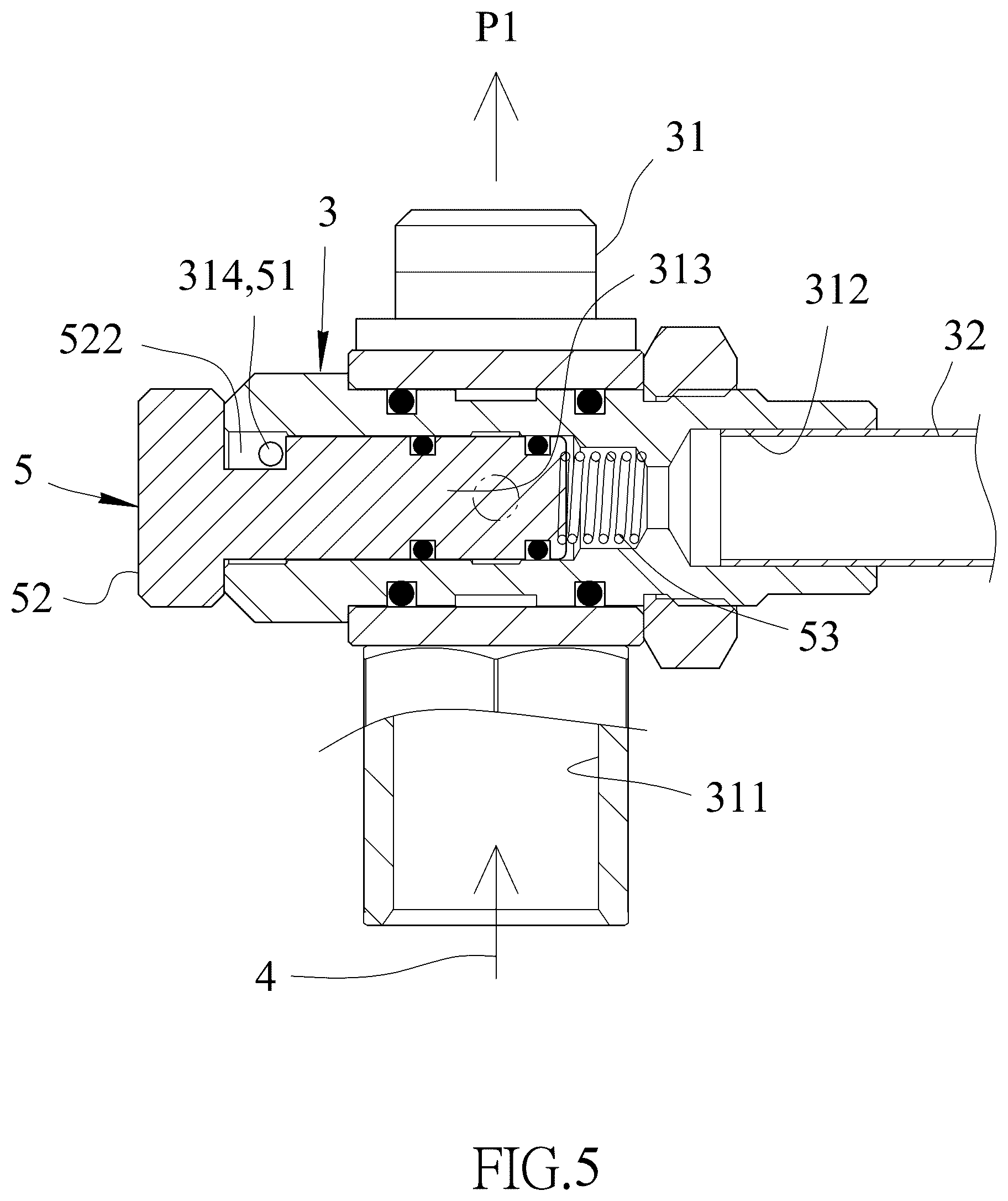 Patent US12504119 Figure 5 – Lubricant atomizing device for grease guns