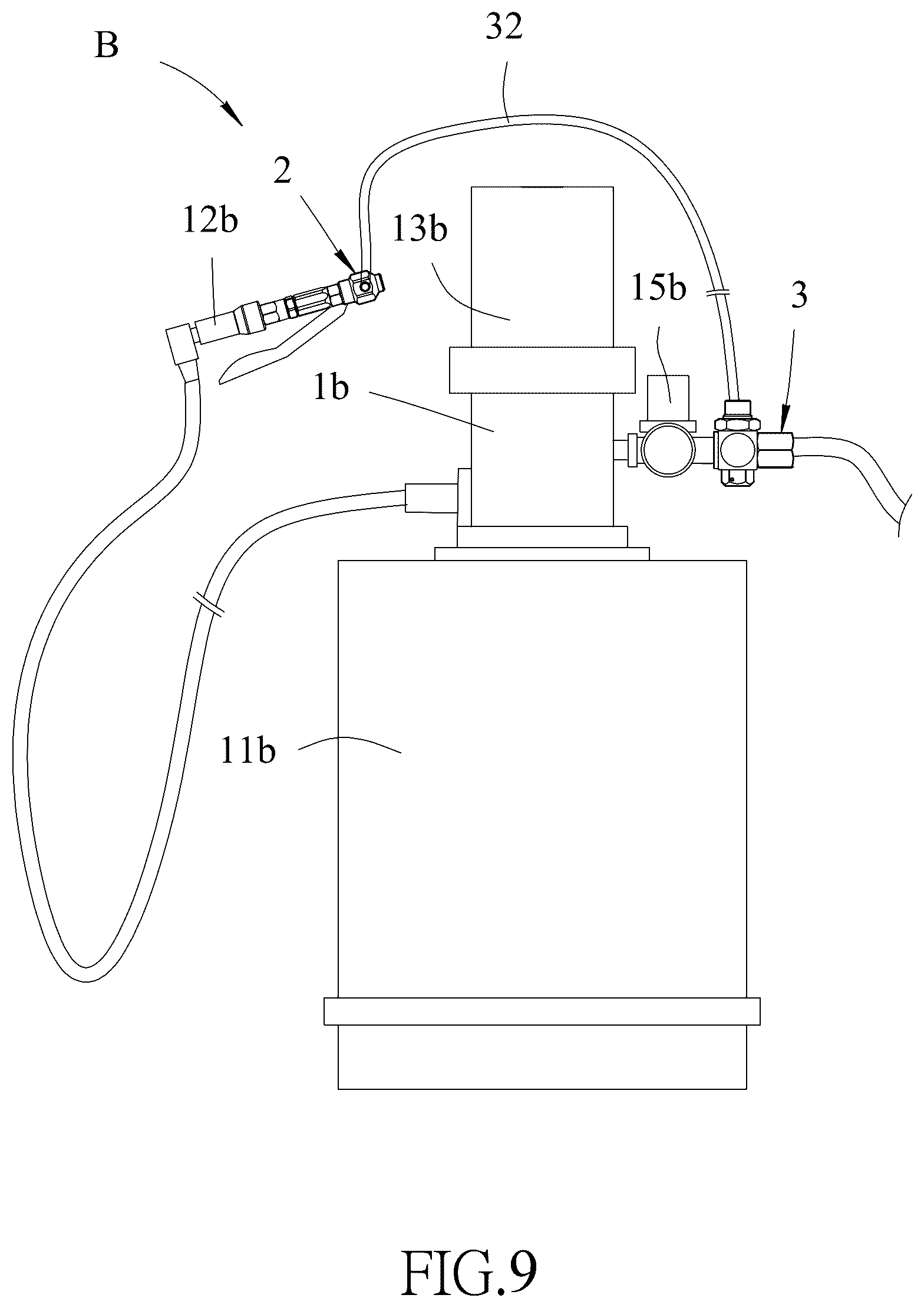 Patent US12504119 Figure 9 – Lubricant atomizing device for grease guns