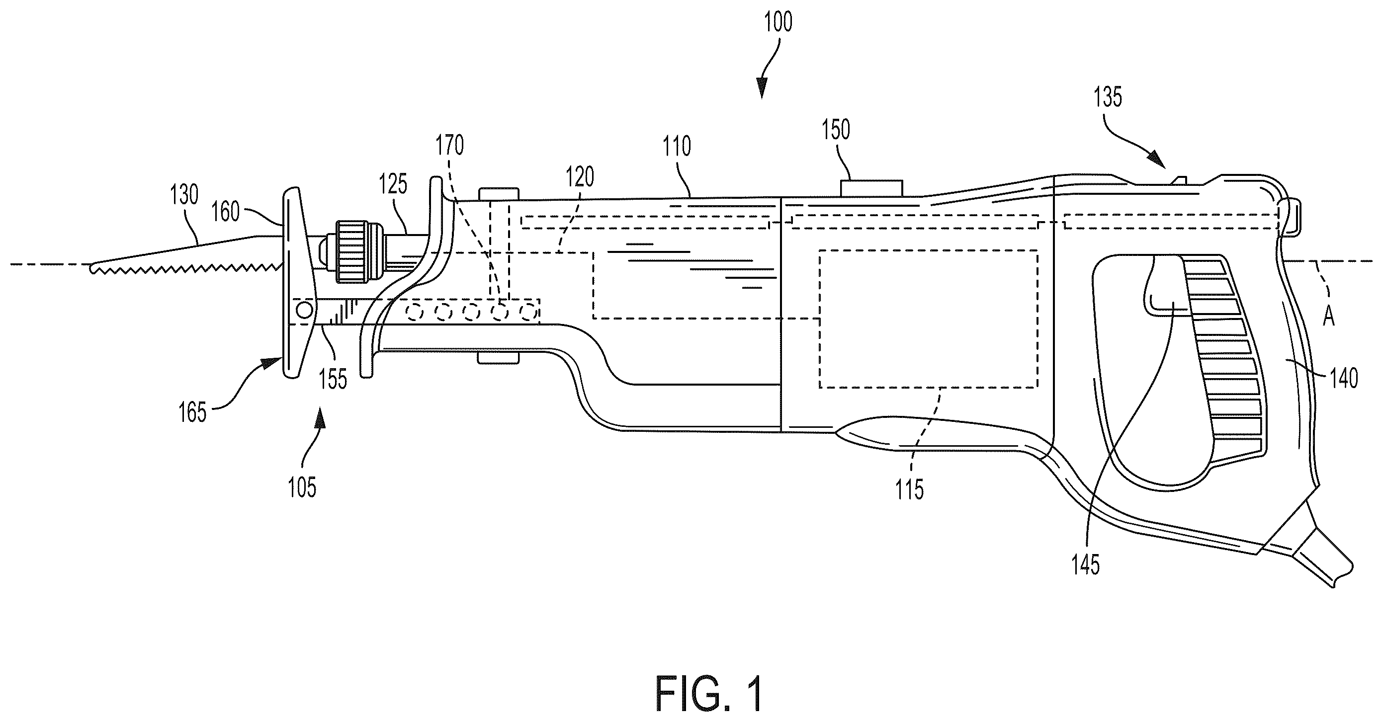 Patent US12504122 Figure 1 – Power tool having object detection