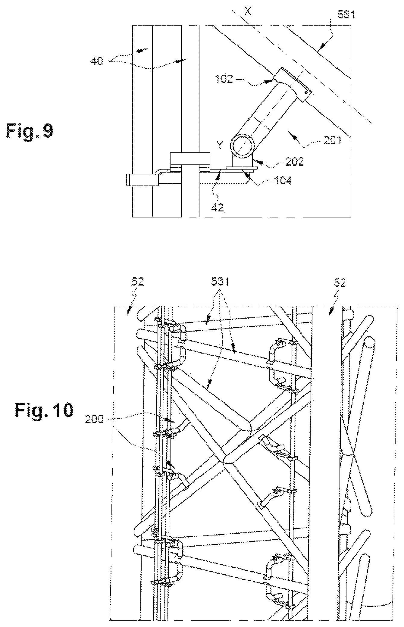 Patent US12504127 Figure 5 – Support device for at least one instrument on a tower for loading and/or offloading a tank of a ship intended to contain a liquefied gas