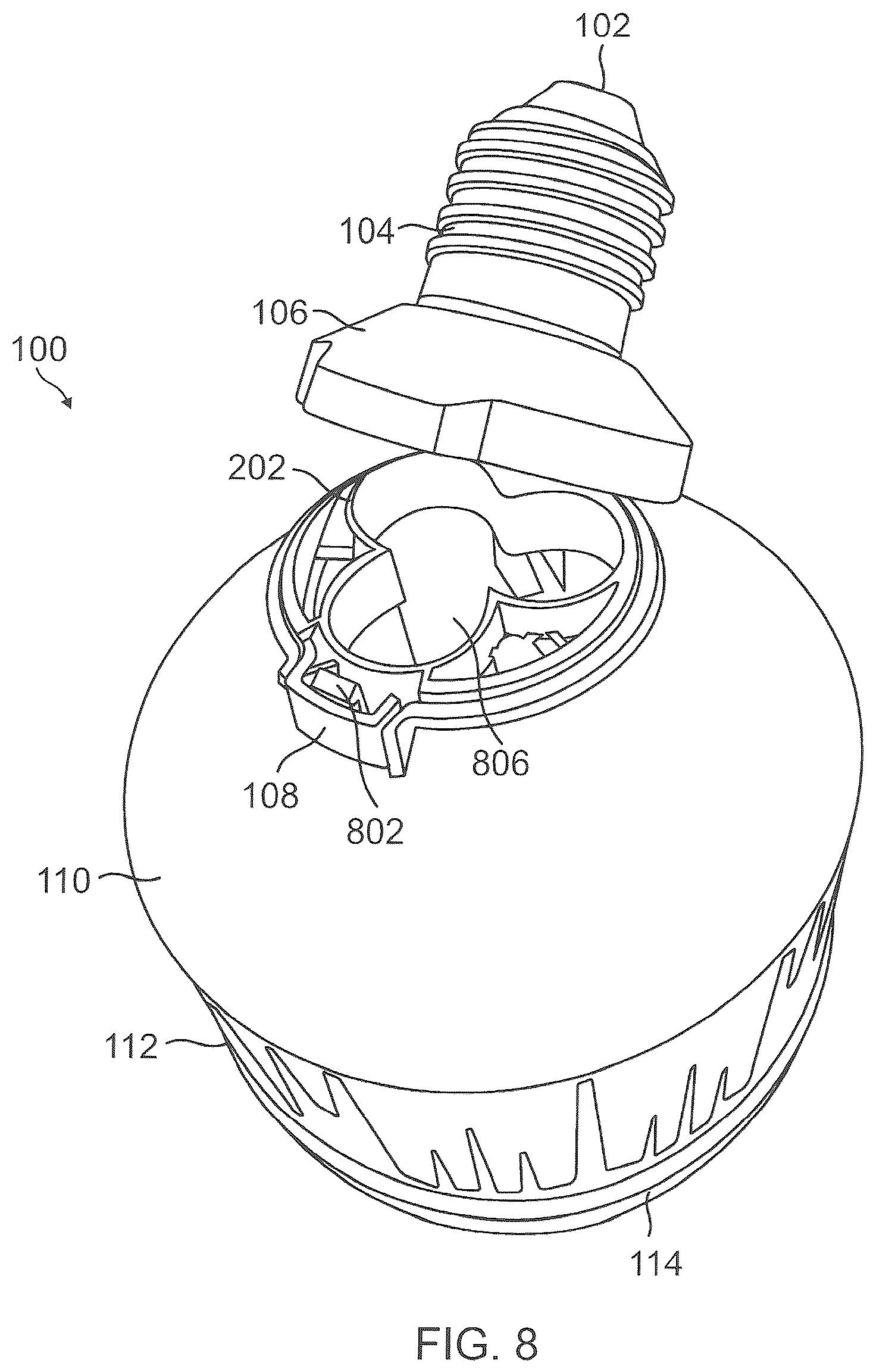 Patent US12504131 Figure 8 – Resilient and portable lightbulb