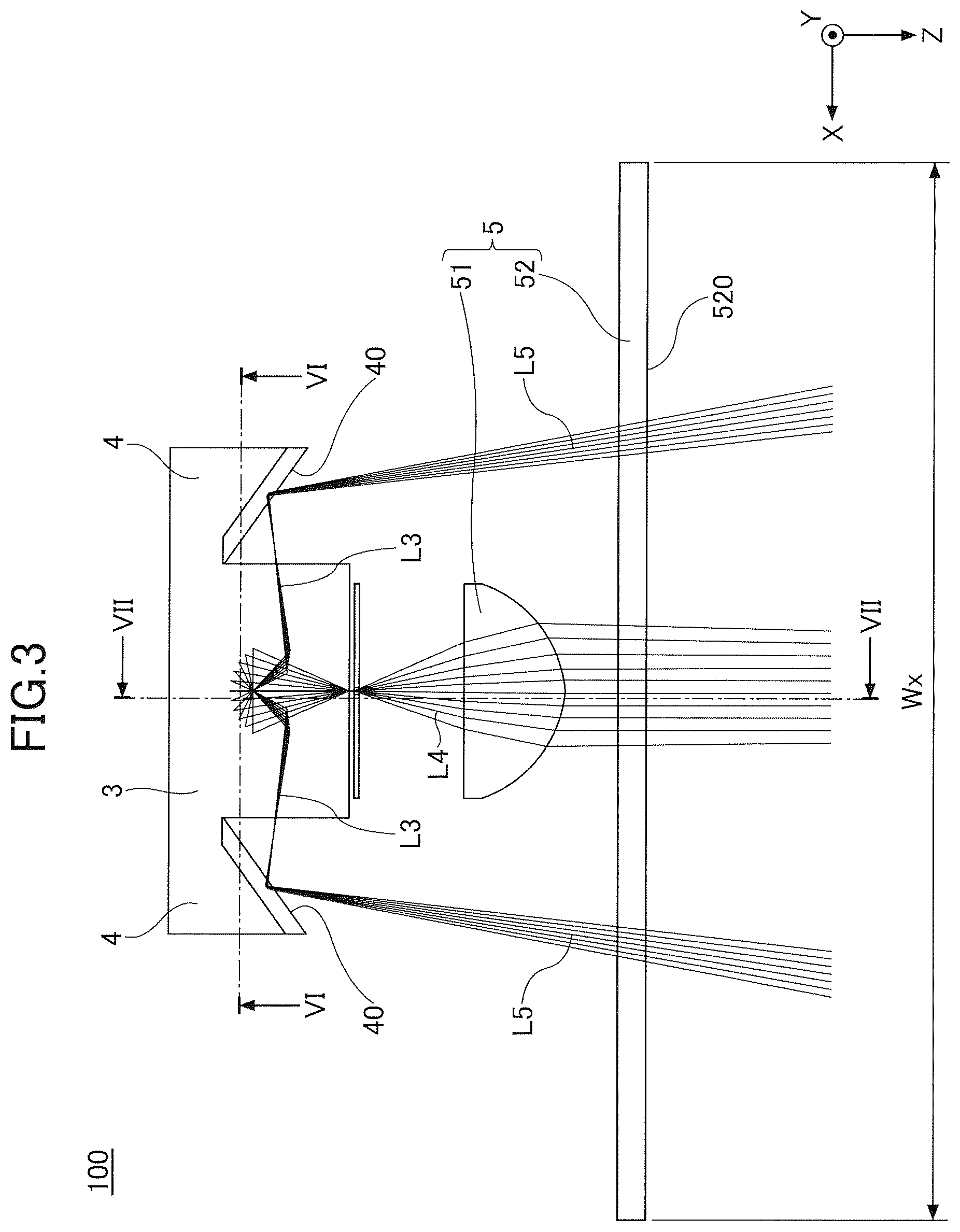 Patent US12504140 Figure 3 – Vehicle lamp