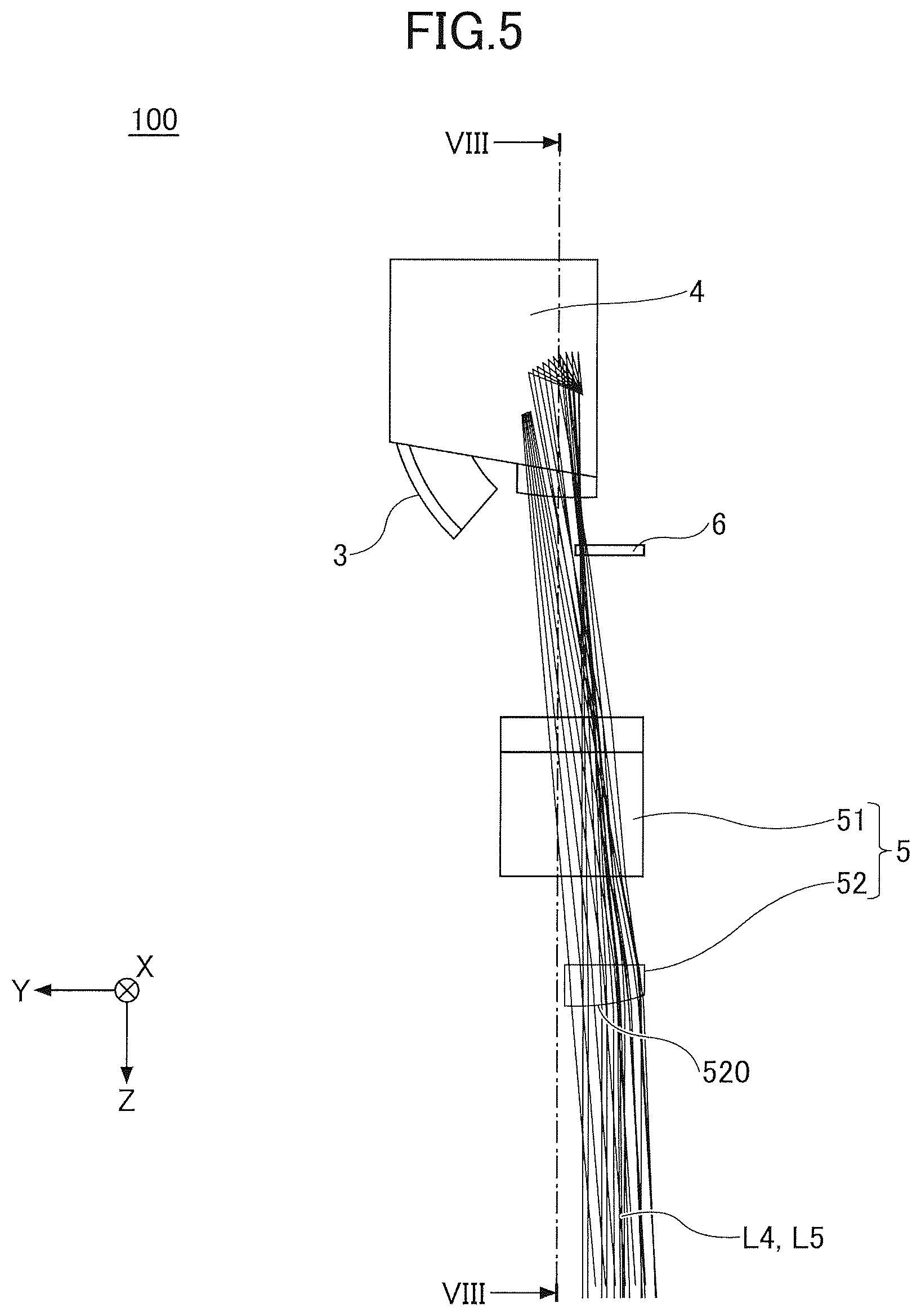 Patent US12504140 Figure 5 – Vehicle lamp