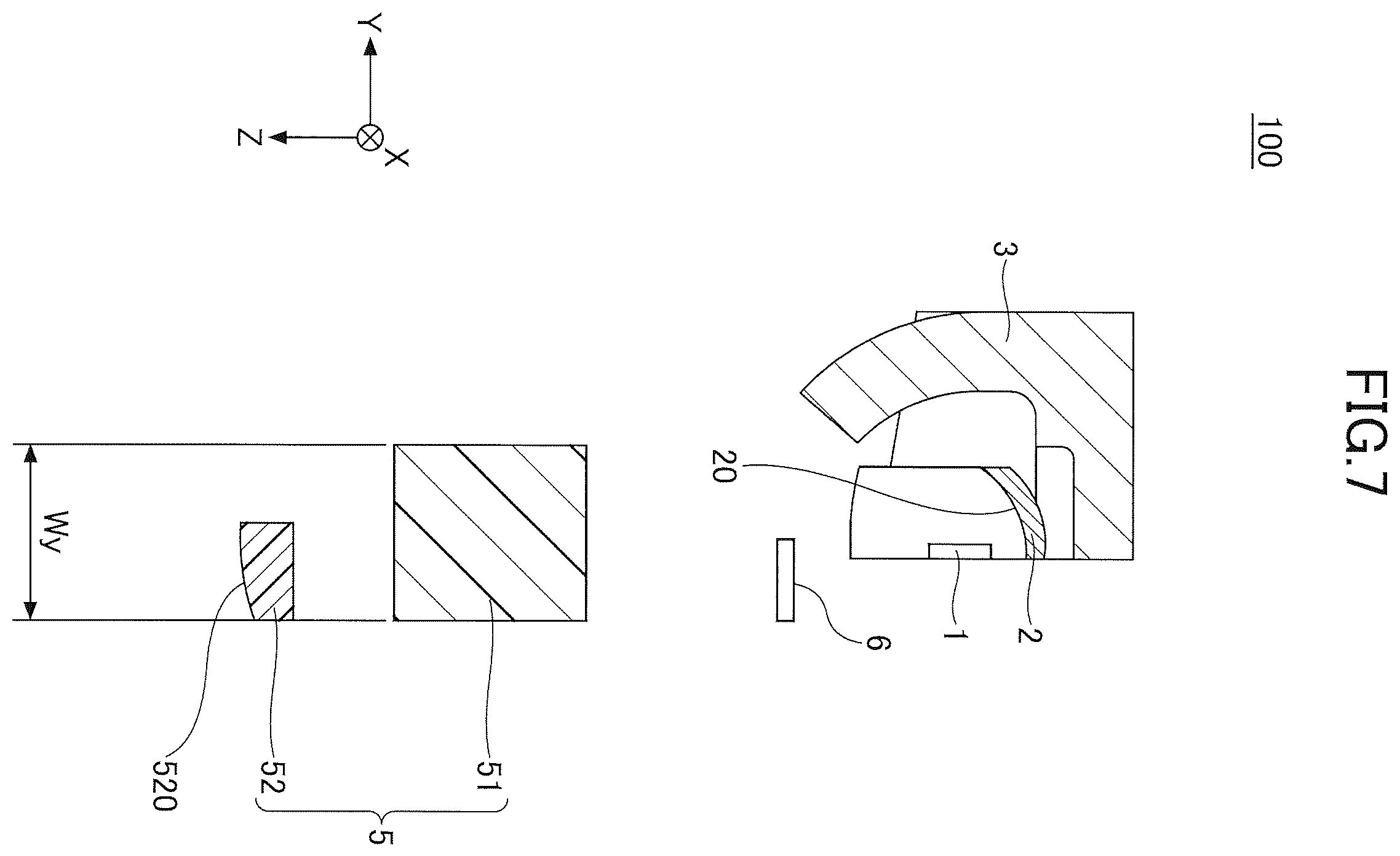 Patent US12504140 Figure 7 – Vehicle lamp