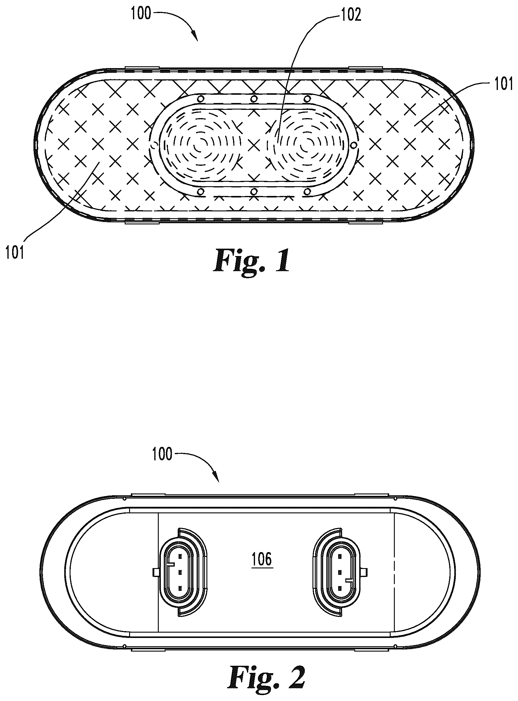 Patent US12504144 Figure 1 – Multi-colored vehicle rear lamp