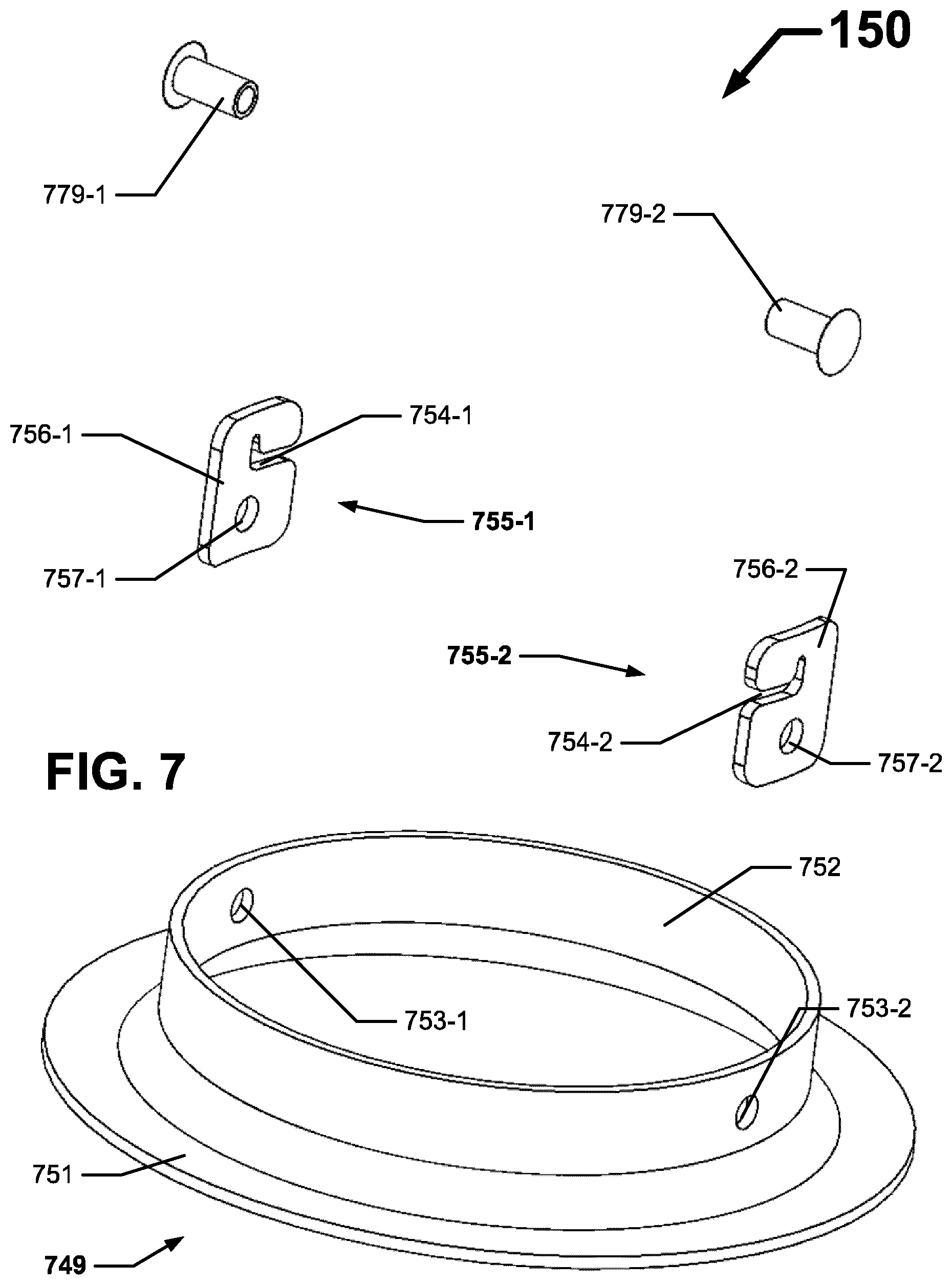 Patent US12504153 Figure 7 – Trim retention assemblies for recessed luminaires