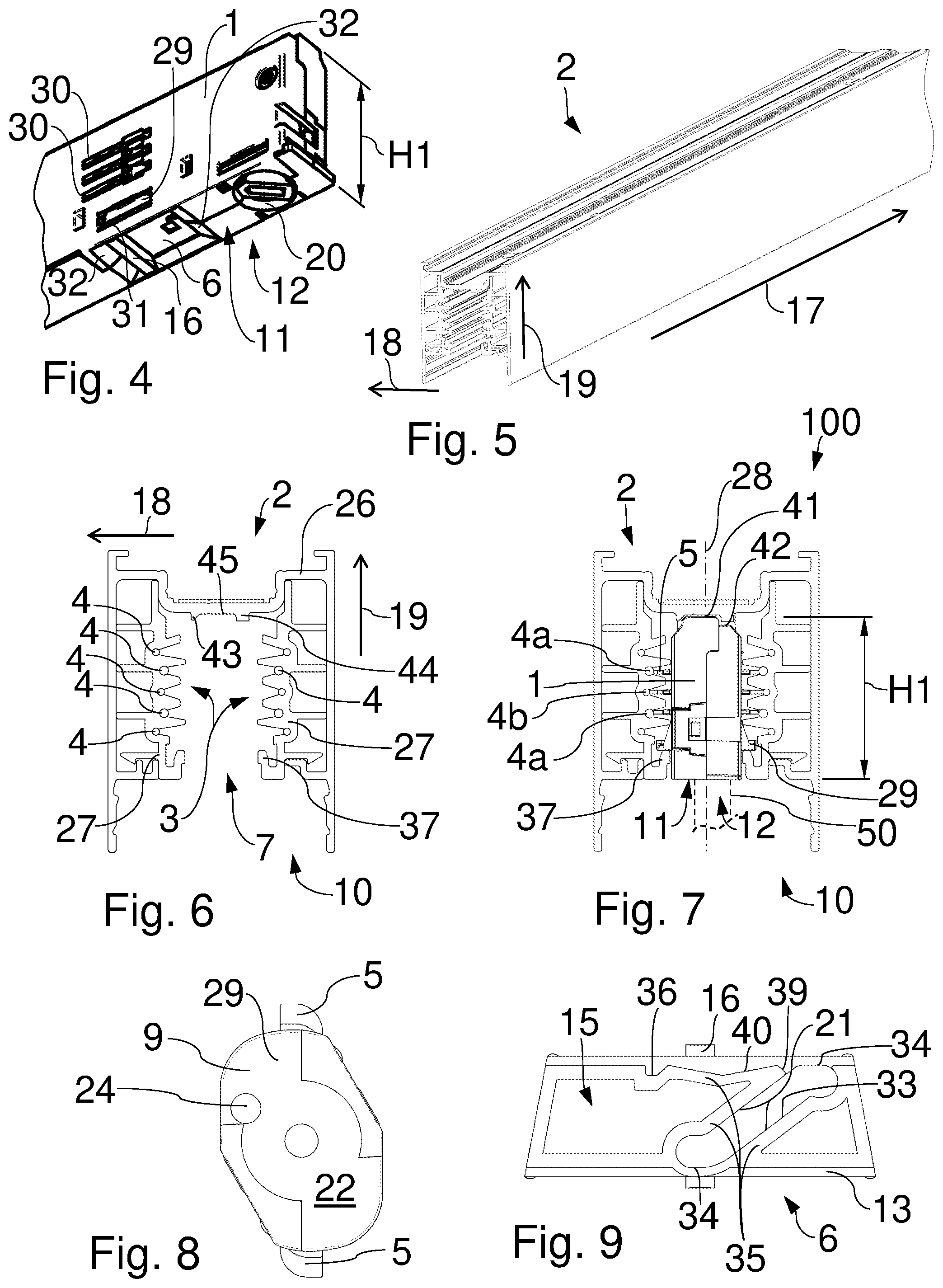 Patent US12504157 Figure 4 – Adapter for use in a track lighting system, and lighting arrangement
