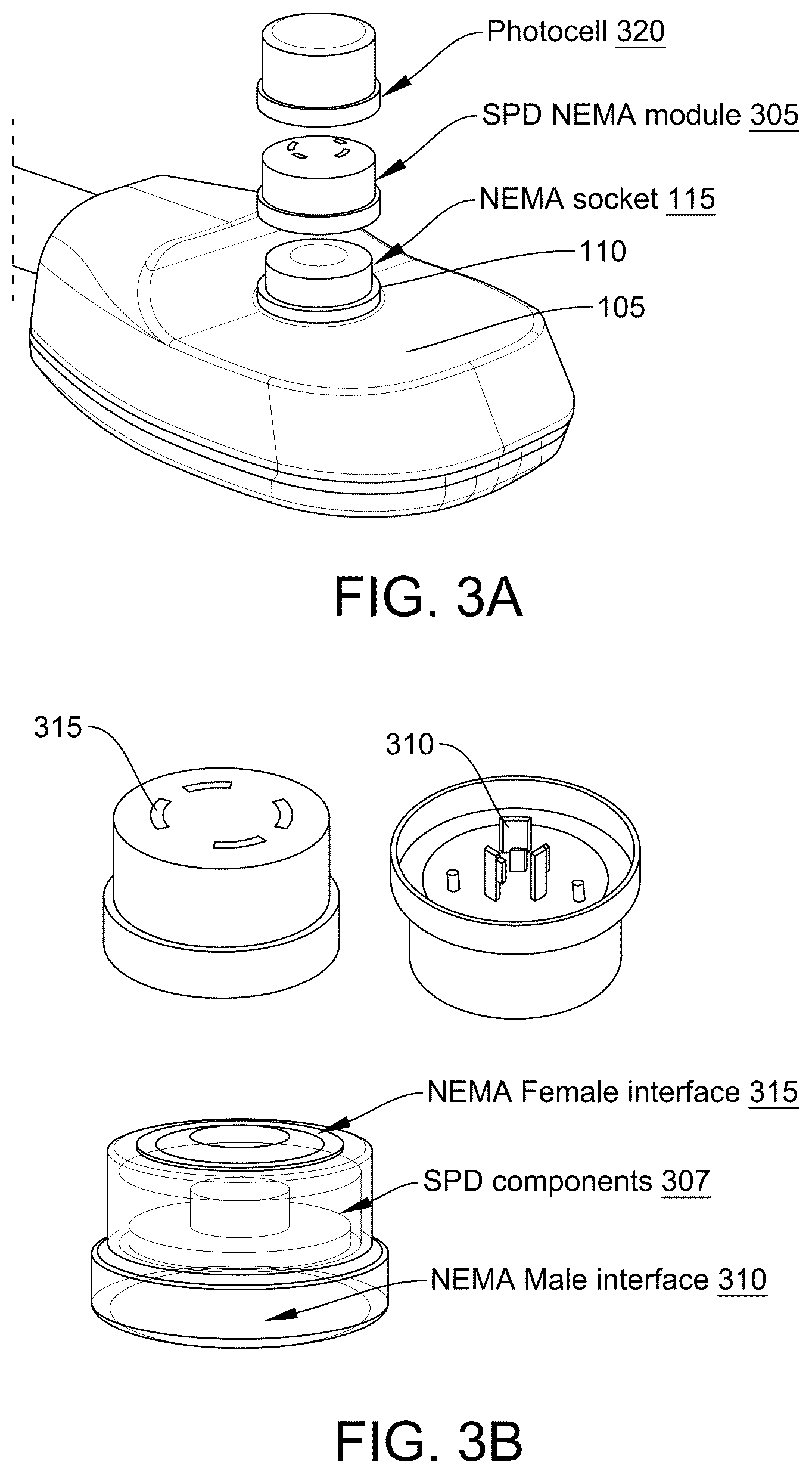 Patent US12504160 Figure 3 – Luminaire with socket with prevention of water ingress
