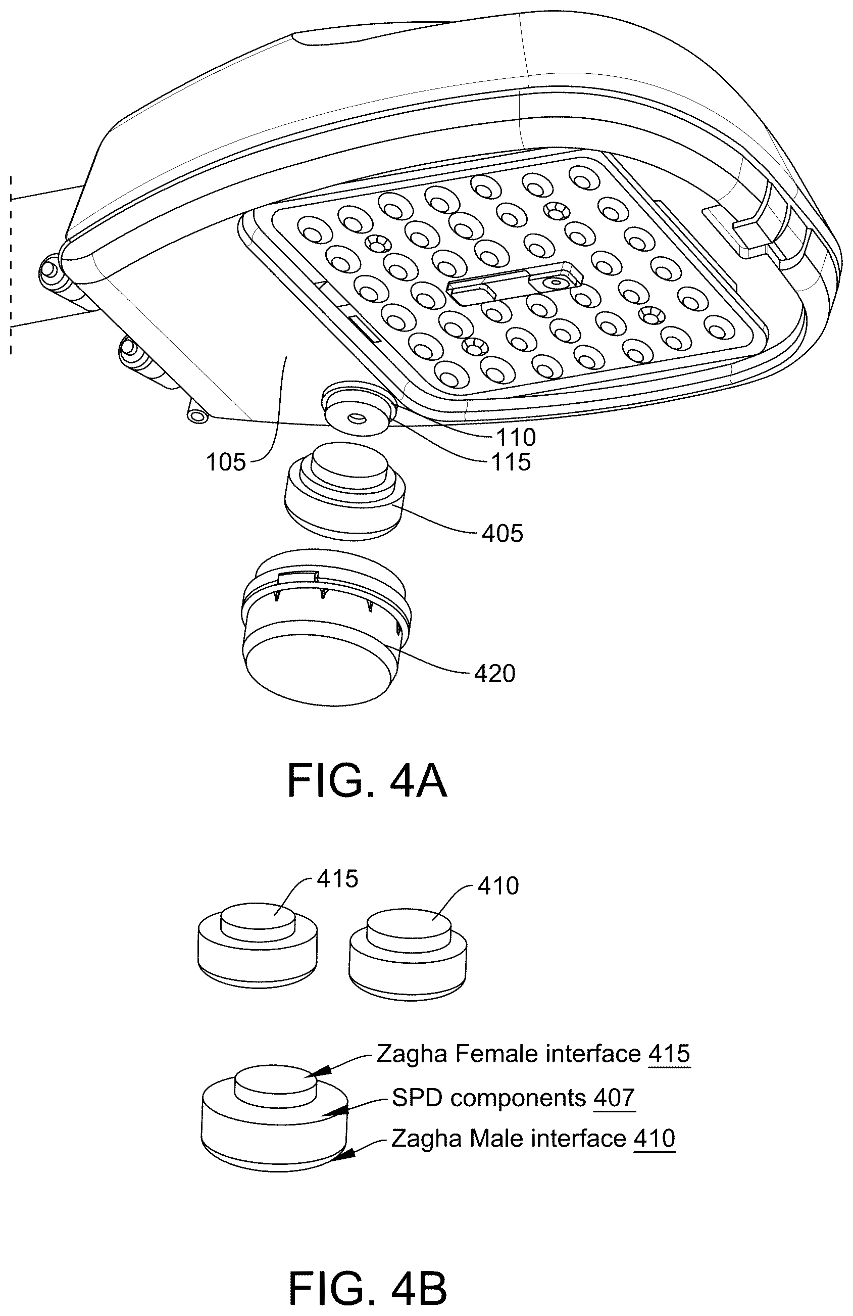 Patent US12504160 Figure 4 – Luminaire with socket with prevention of water ingress