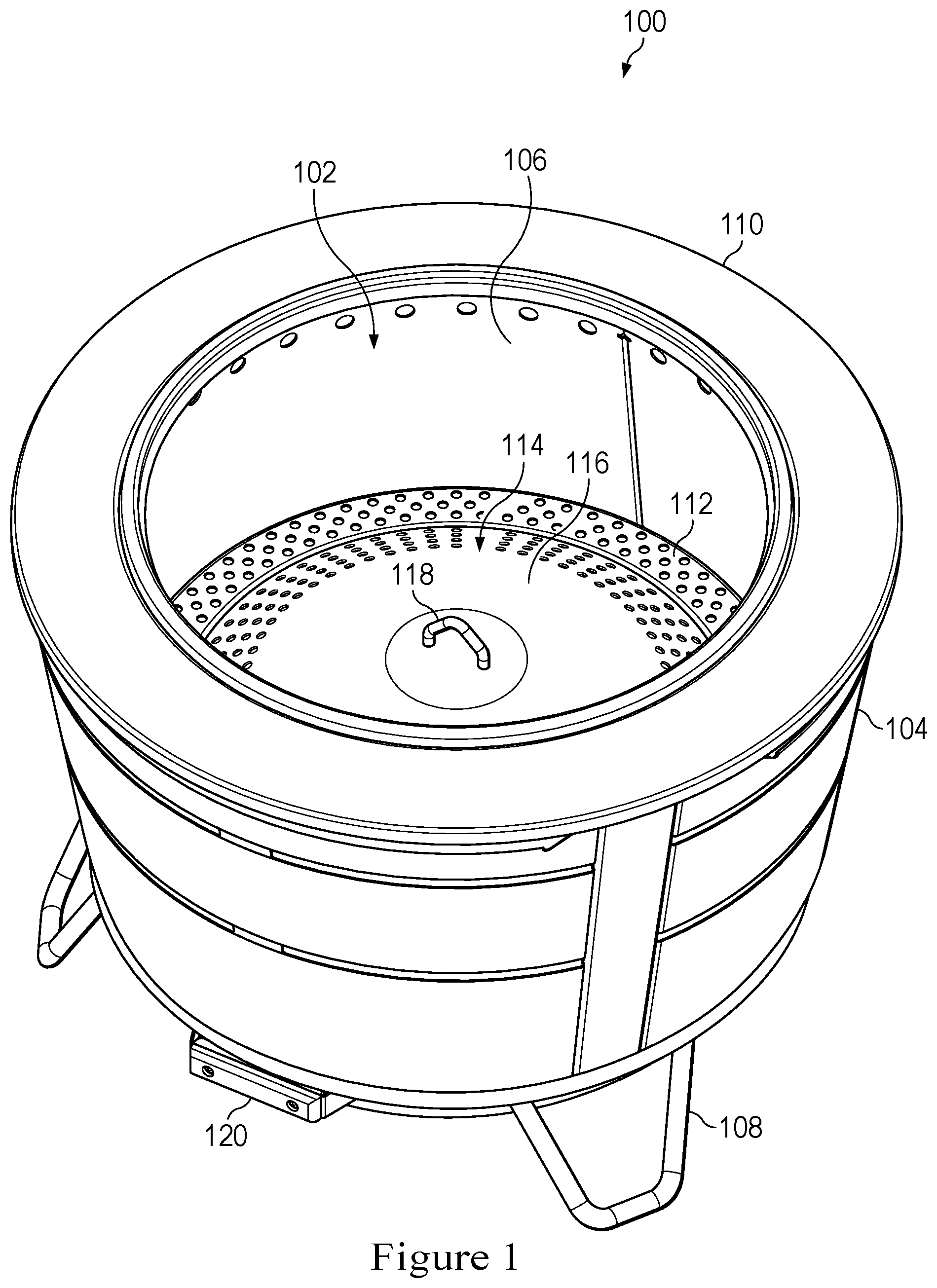 Patent US12504172 Figure 1 – Multi-configuration fire pit grate
