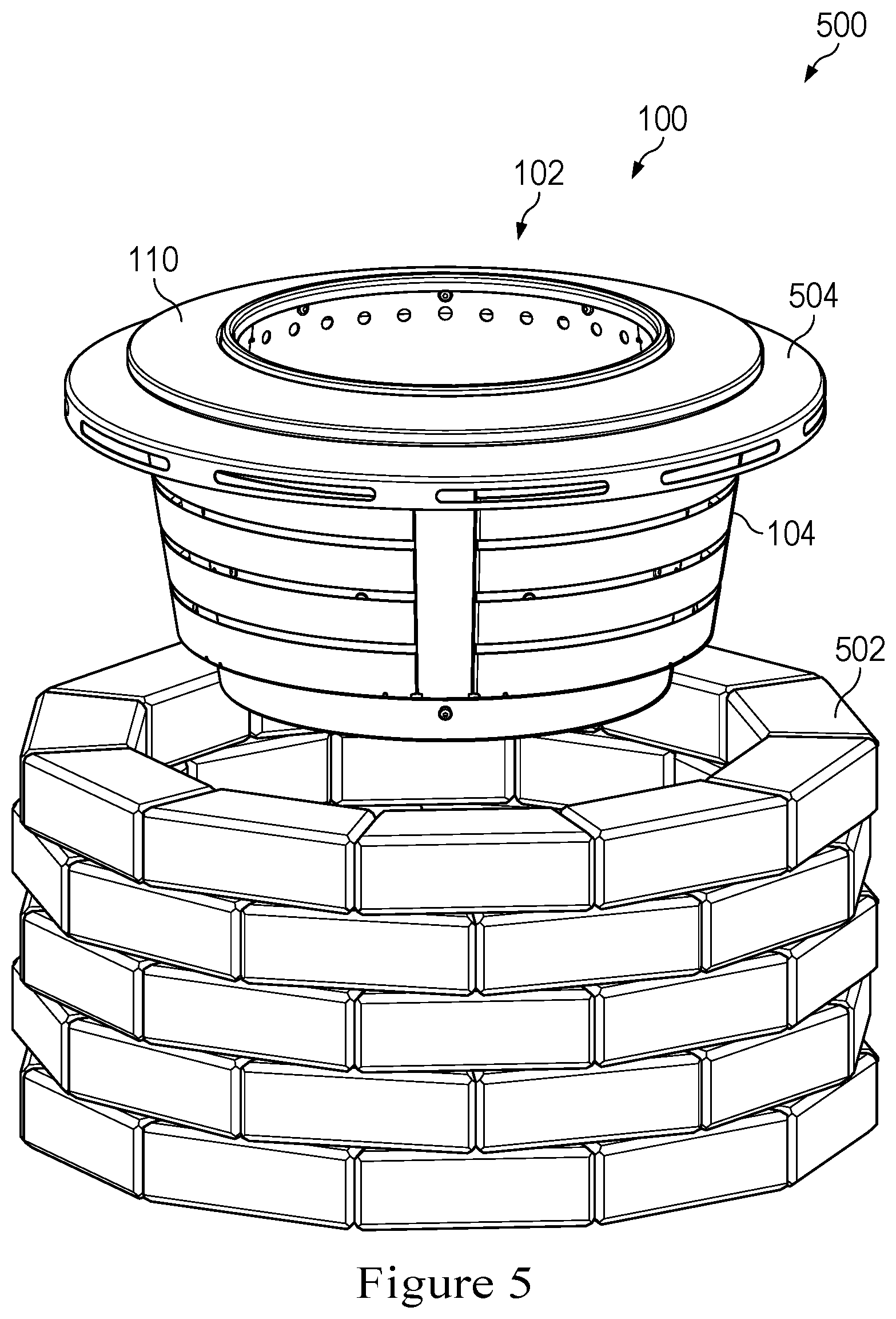 Patent US12504172 Figure 5 – Multi-configuration fire pit grate