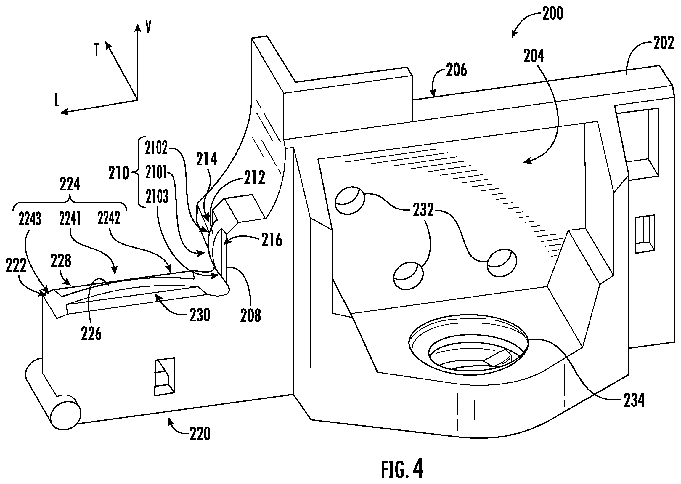 Patent US12504177 Figure 4 – Drawer guide for oven bottom drawer