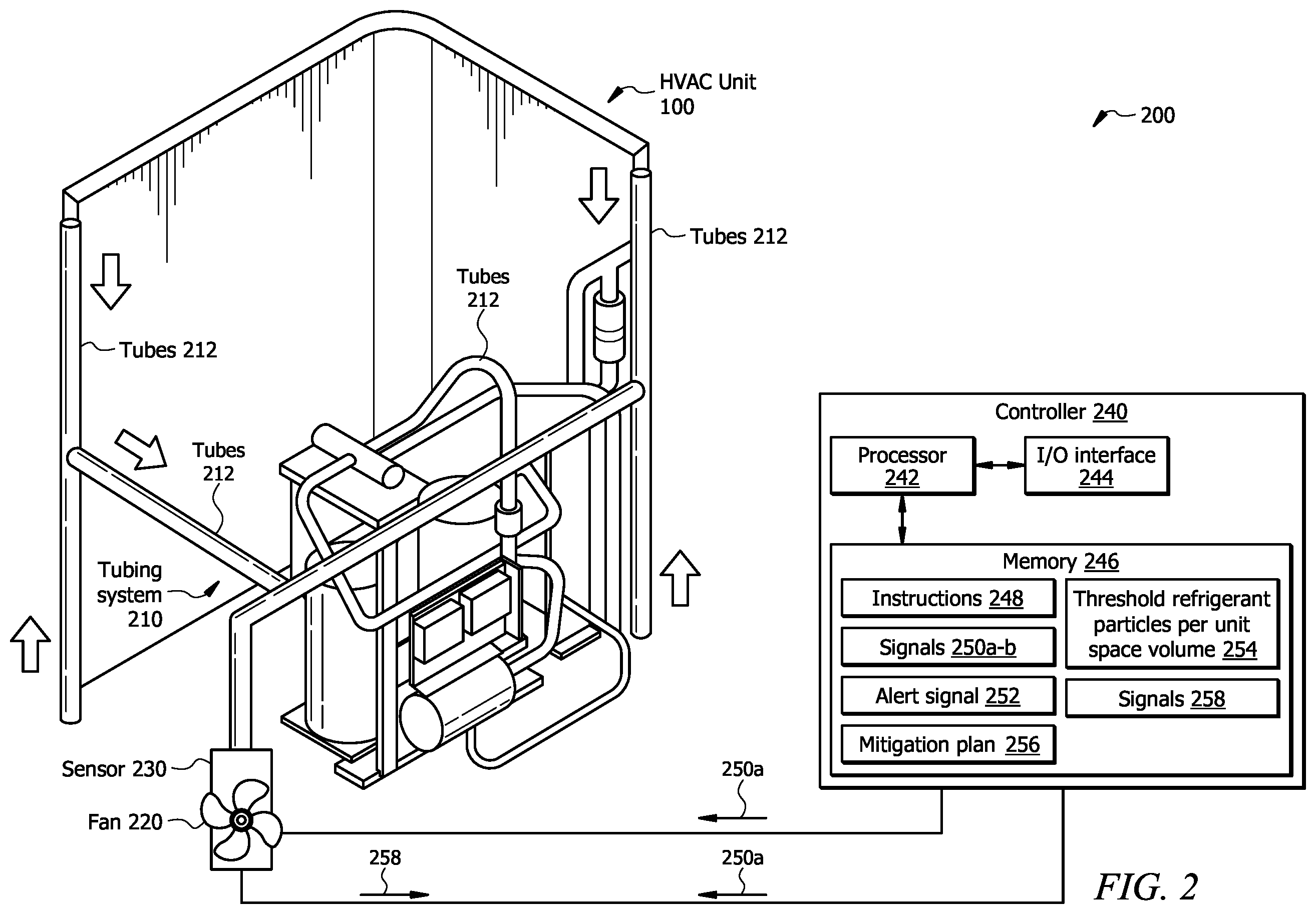 Patent US12504189 Figure 2 – Refrigerant leak detection system and method