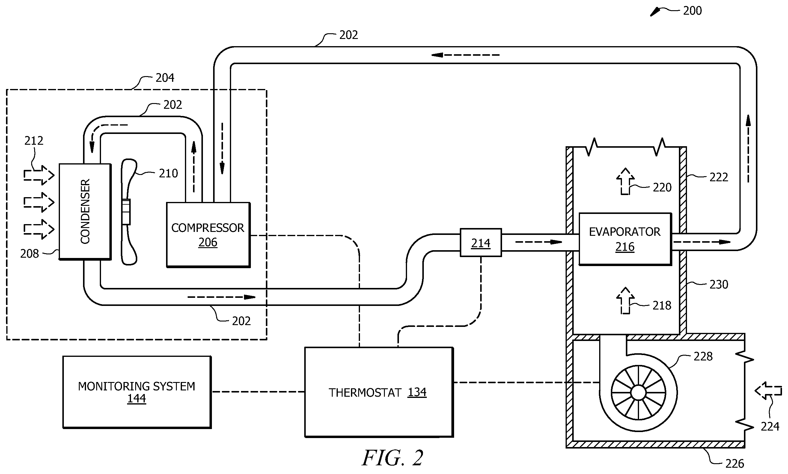 Patent US12504191 Figure 2 – System and method for detecting a loose blower wheel of a heating, ventilation, and air conditioning system