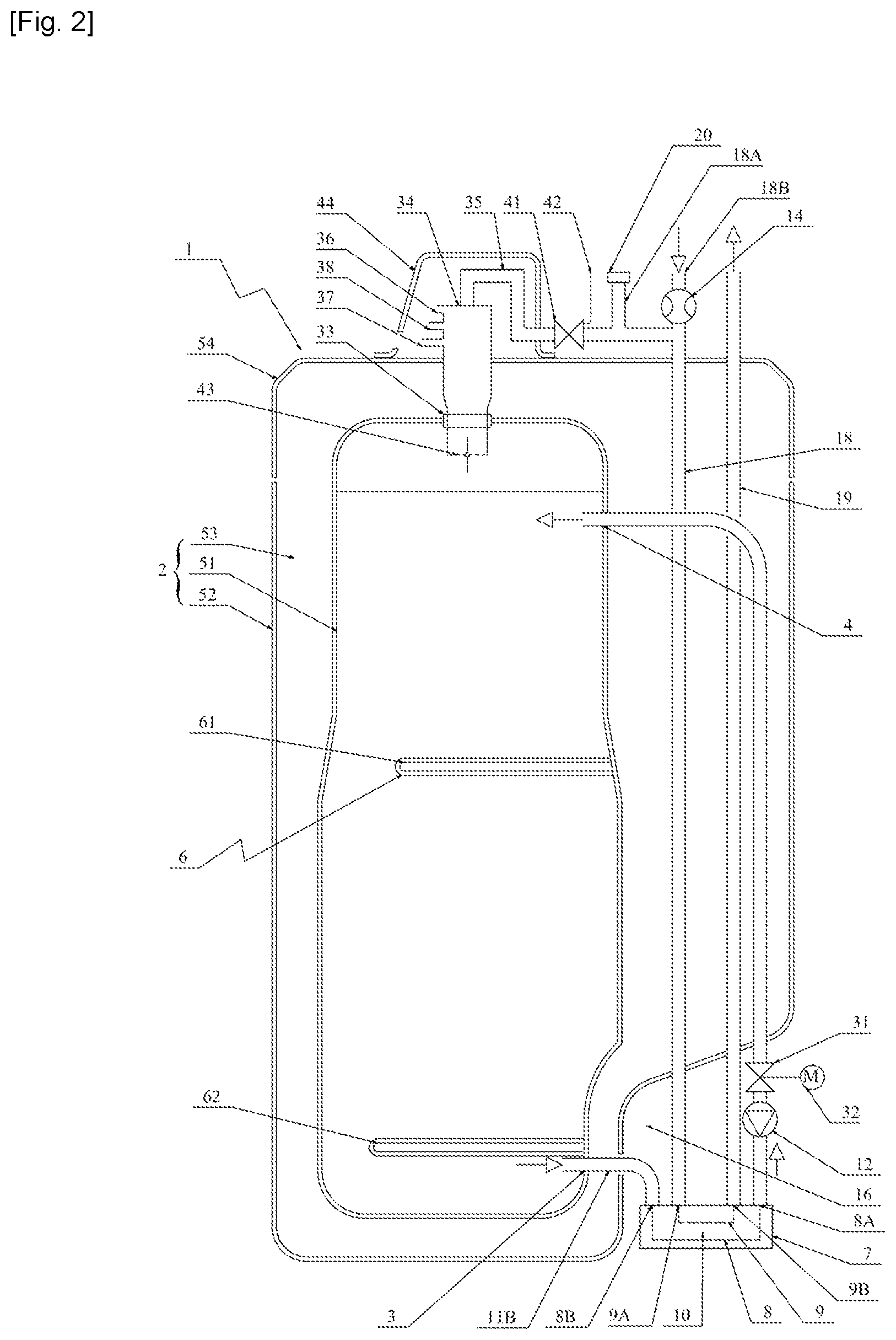 Patent US12504202 Figure 2 – Device for producing hot liquid