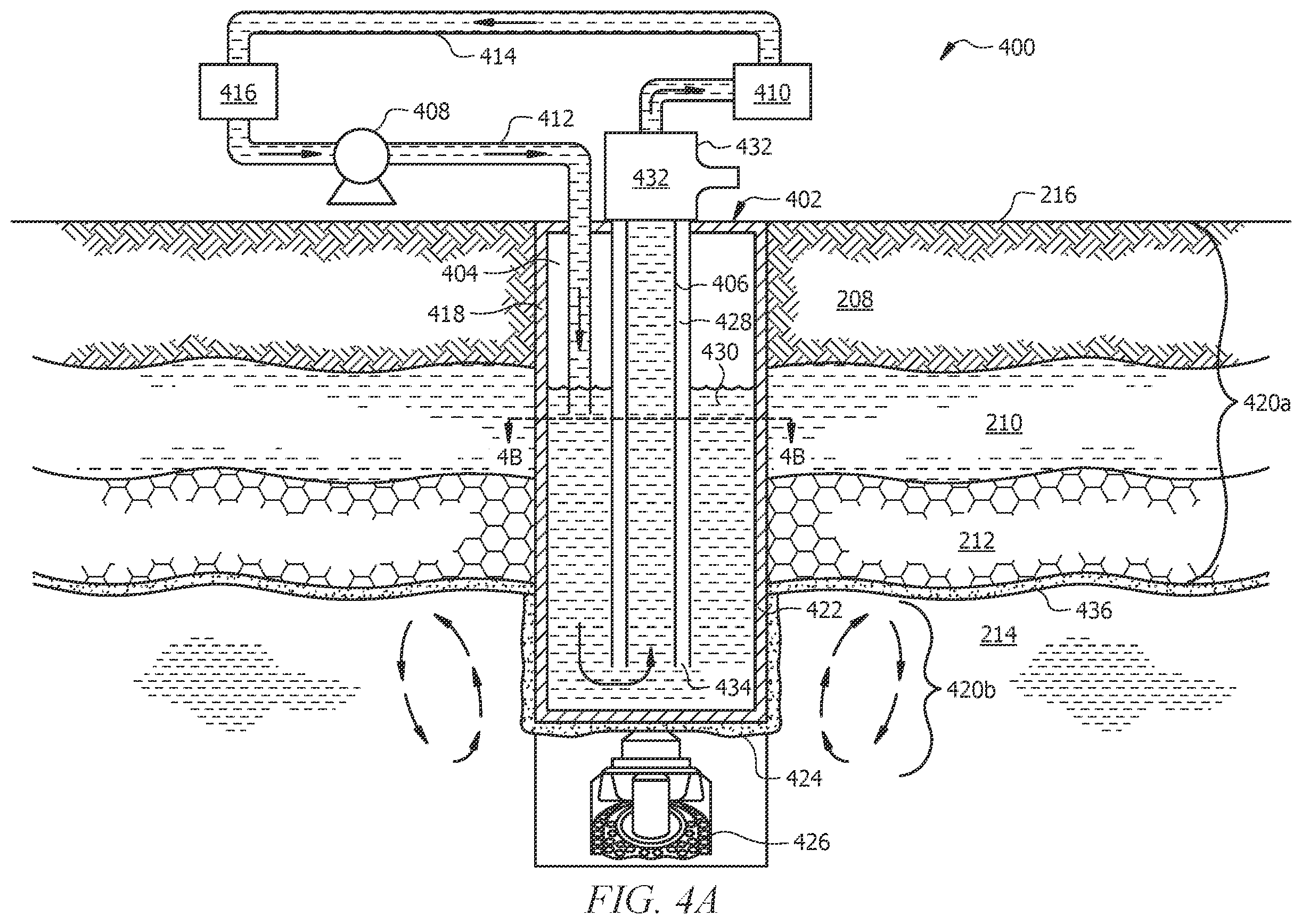 Patent US12504203 Figure 4 – Reverse-flow magma-based geothermal generation