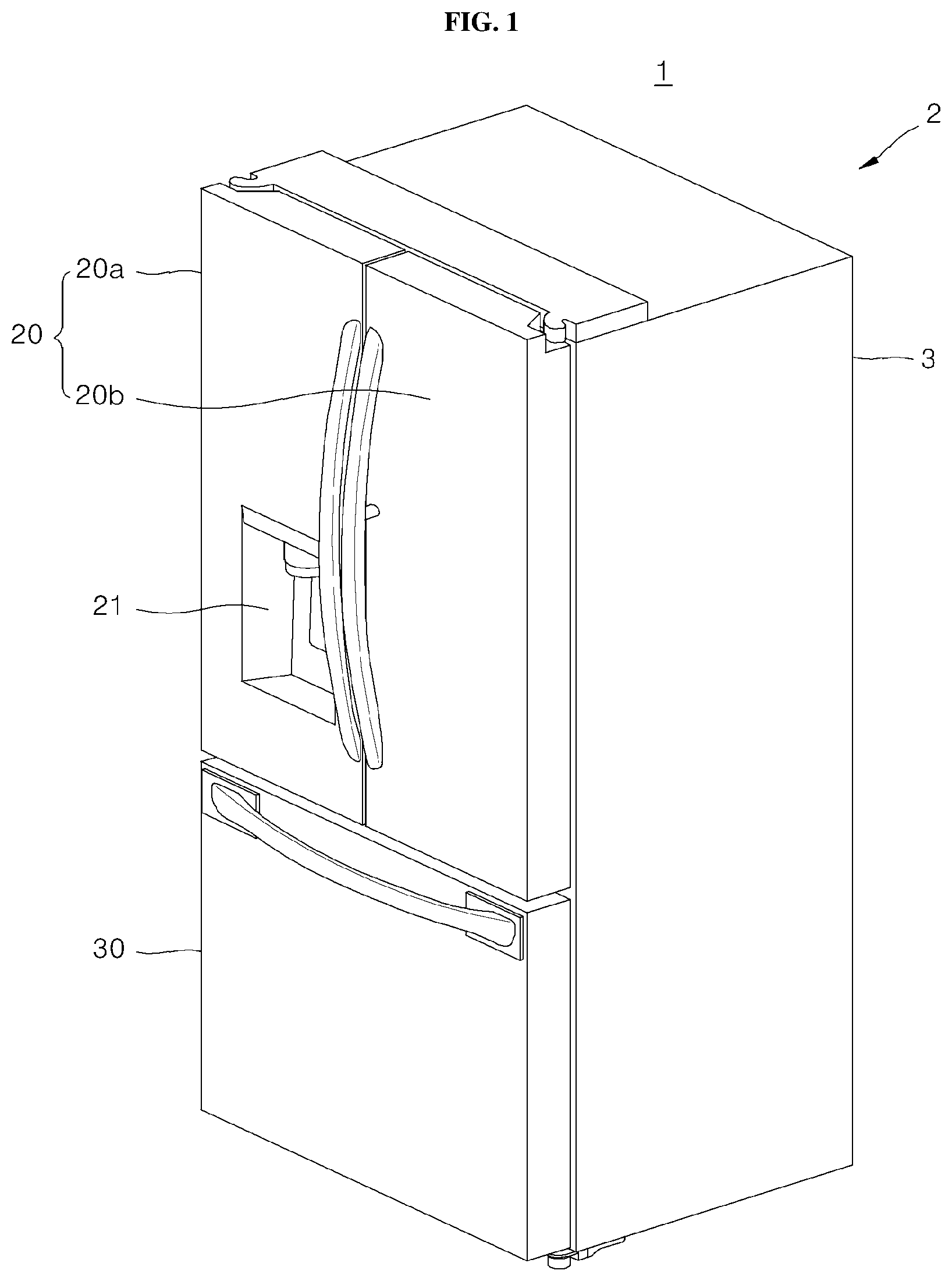 Patent US12504222 Figure 1 – Refrigerator