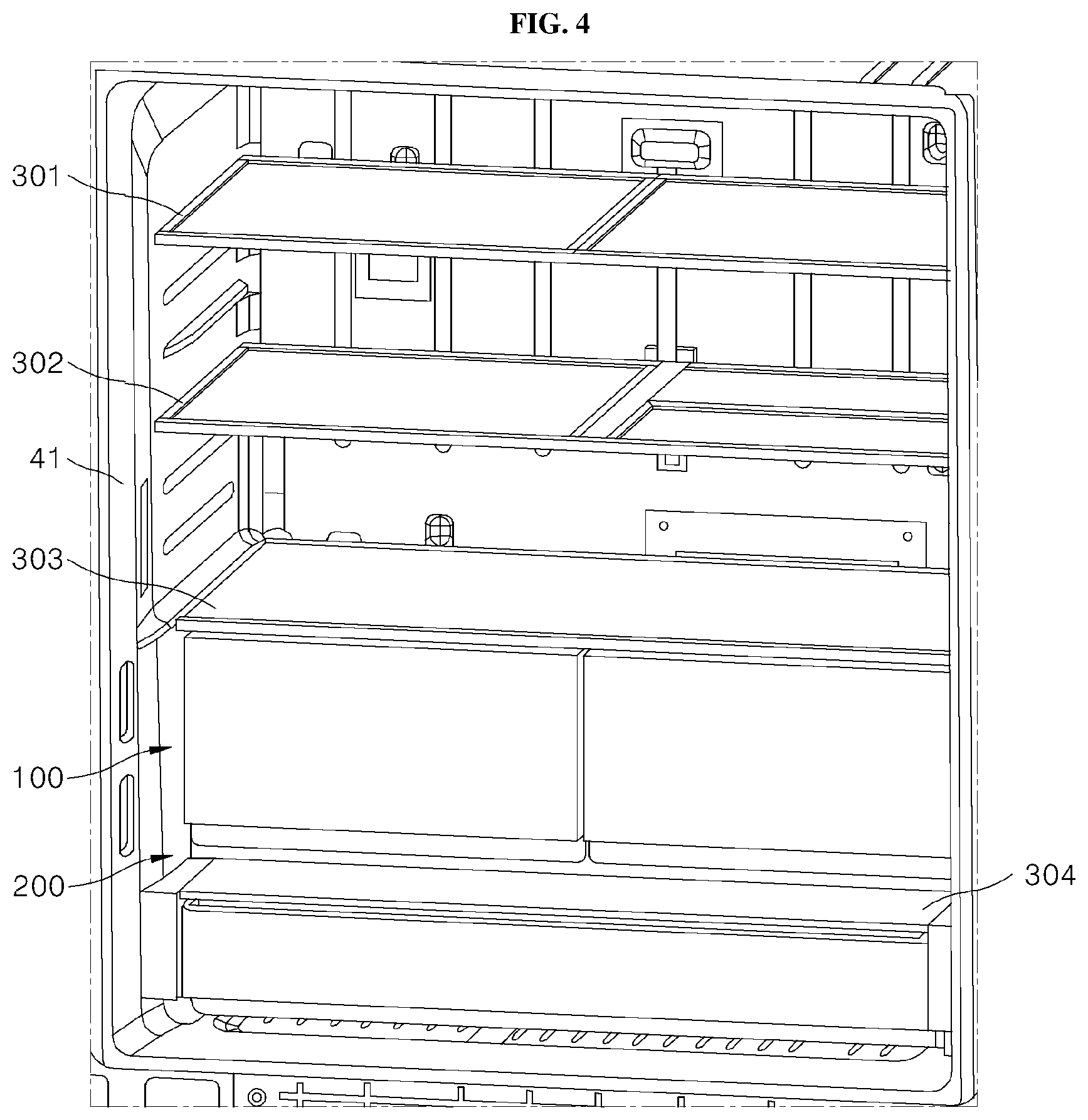 Patent US12504222 Figure 4 – Refrigerator
