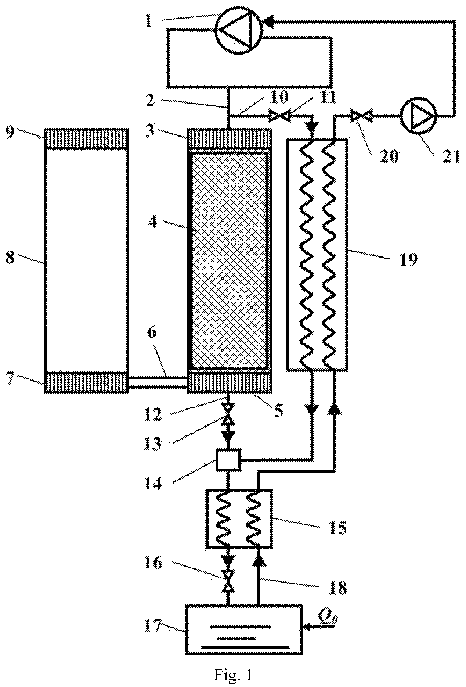 Patent US12504225 Figure 1 – Hydrogen or helium throttling liquefaction system using direct current flow from the cold and hot ends of the regenerative cryocoolers