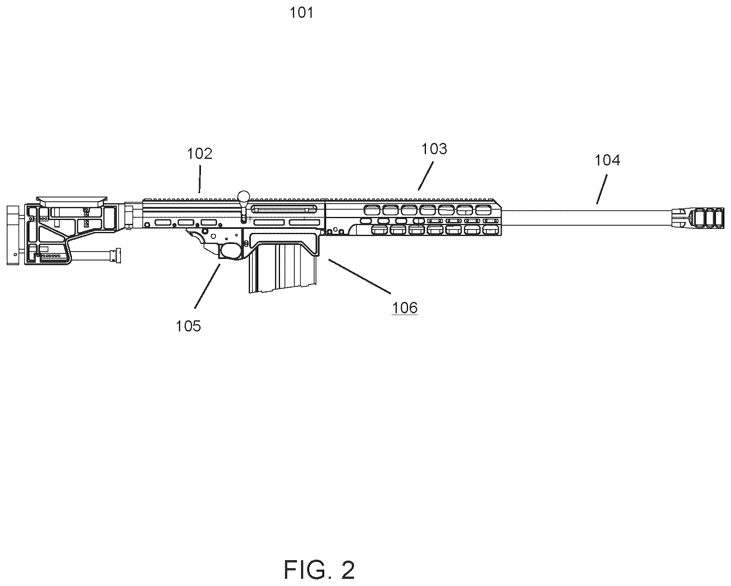 Patent US12504244 Figure 2 – Modular bolt action rifle with bearings