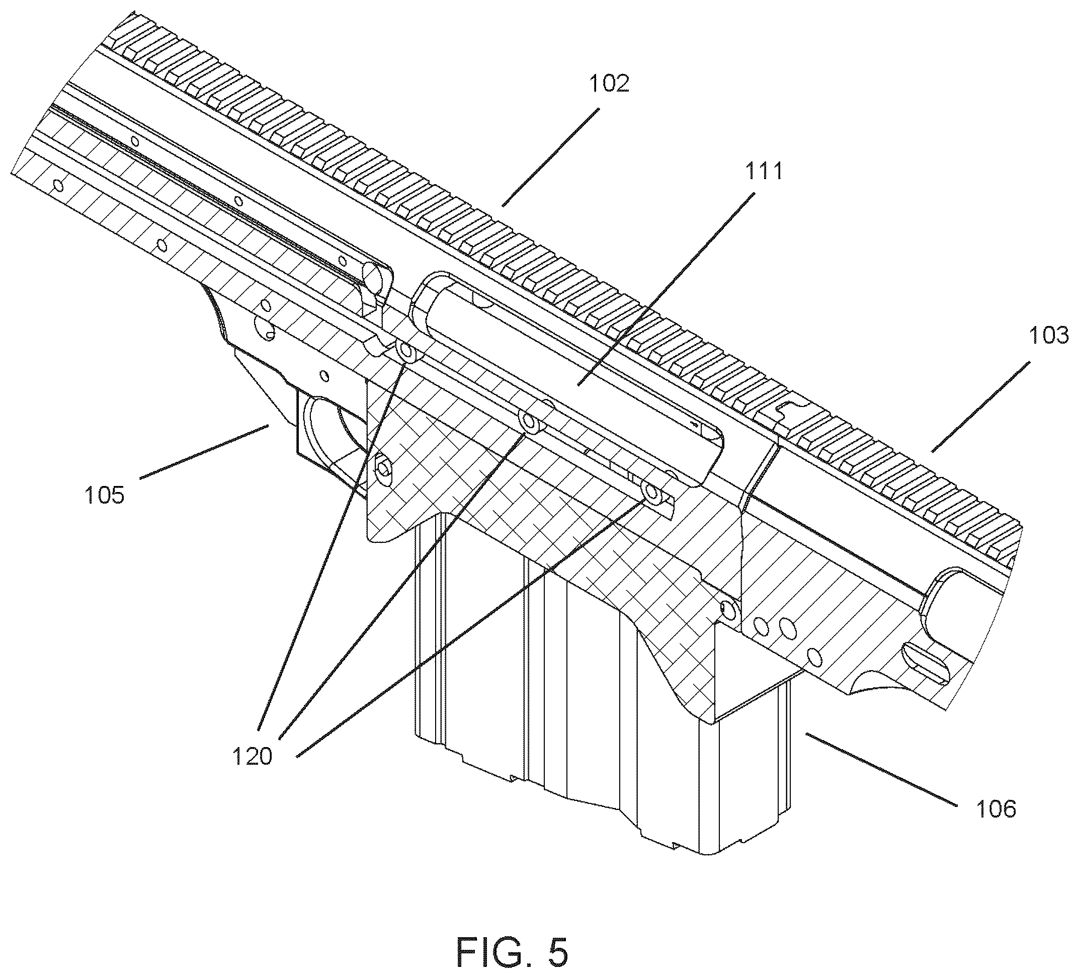 Patent US12504244 Figure 5 – Modular bolt action rifle with bearings