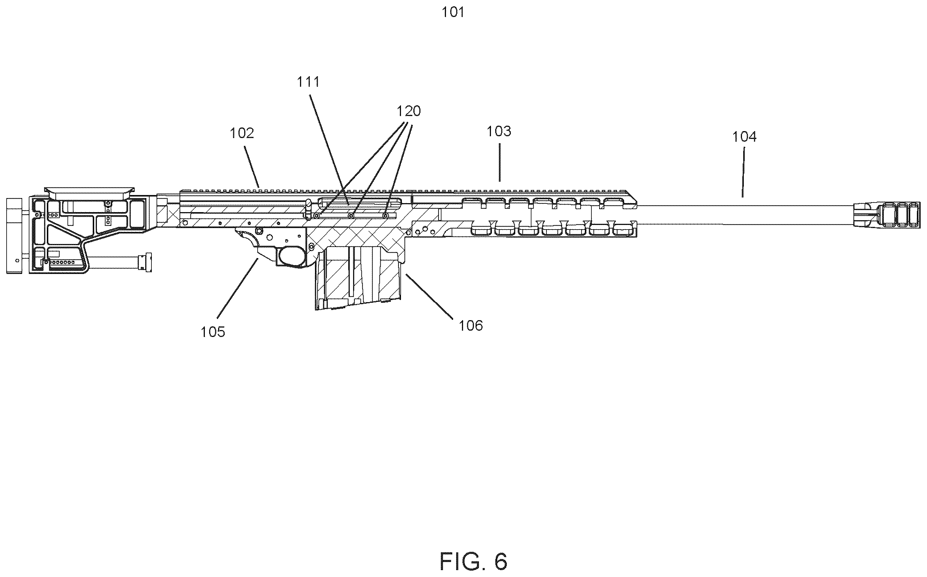 Patent US12504244 Figure 6 – Modular bolt action rifle with bearings