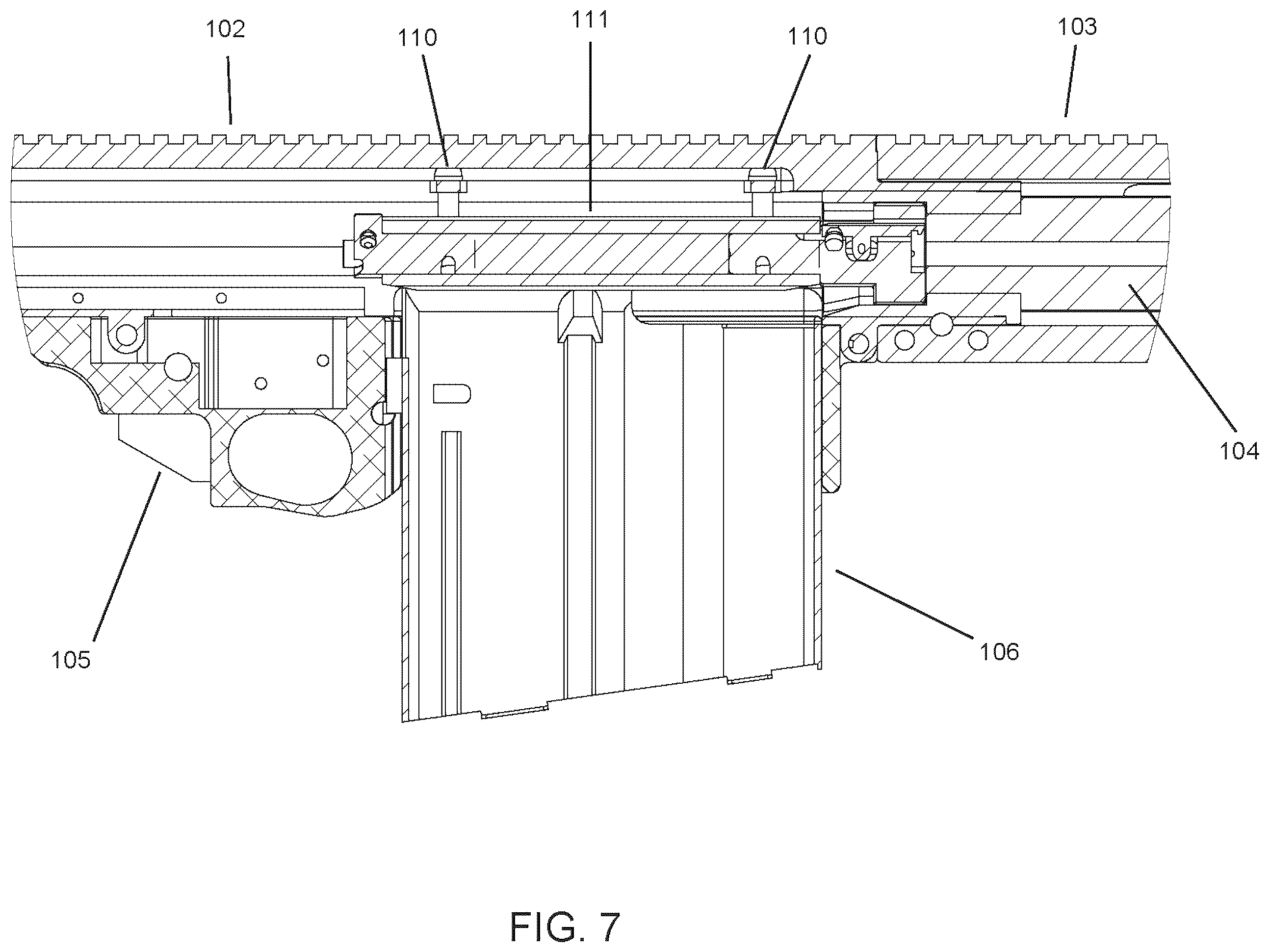 Patent US12504244 Figure 7 – Modular bolt action rifle with bearings