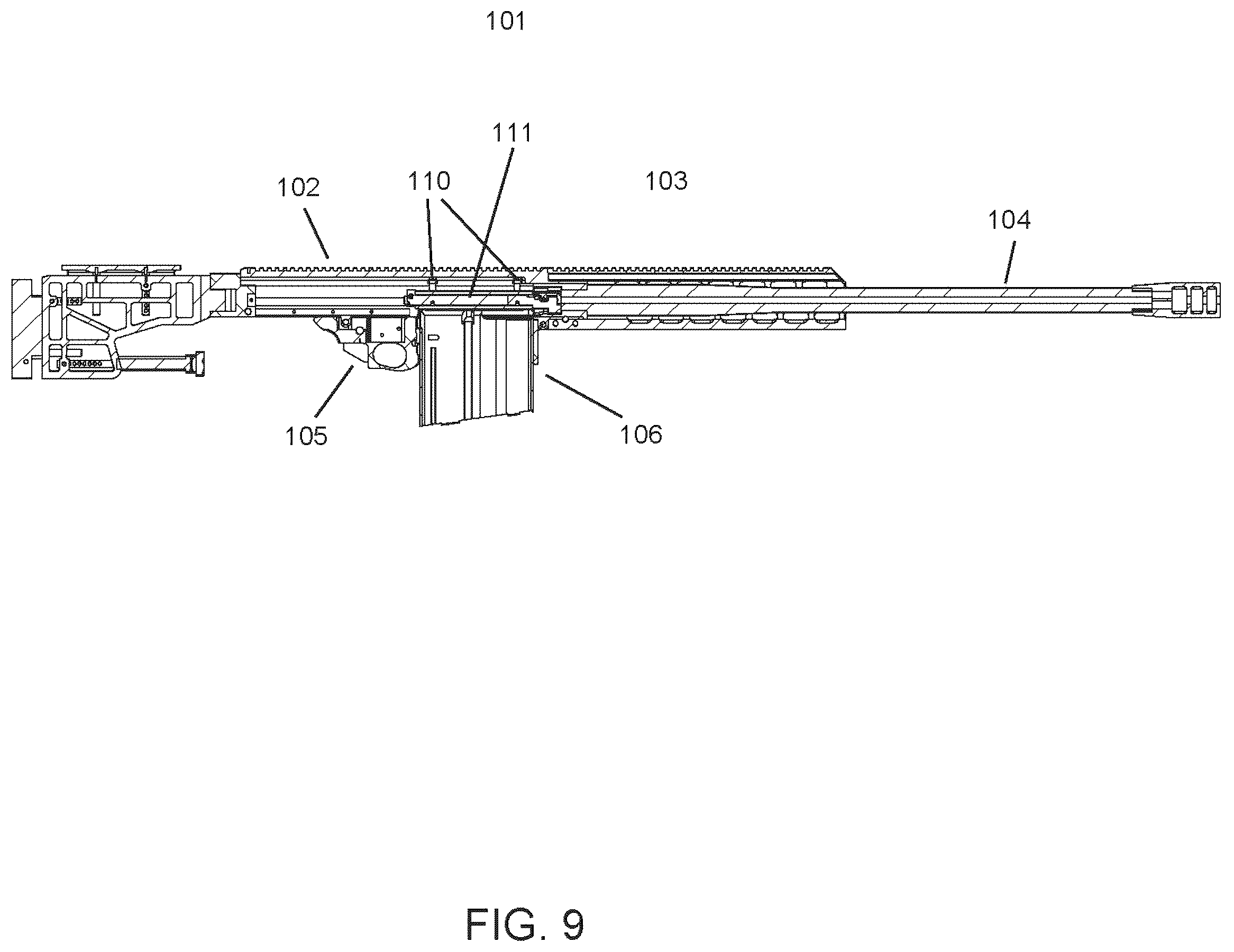 Patent US12504244 Figure 9 – Modular bolt action rifle with bearings