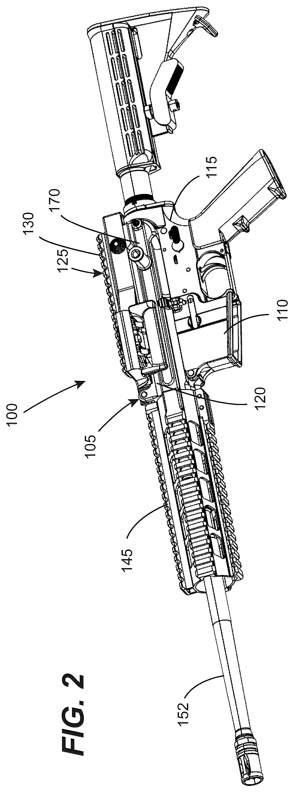 Patent US12504245 Figure 2 – Firearm receiver systems offering a fixed-barrel arrangement and pressure relief capability