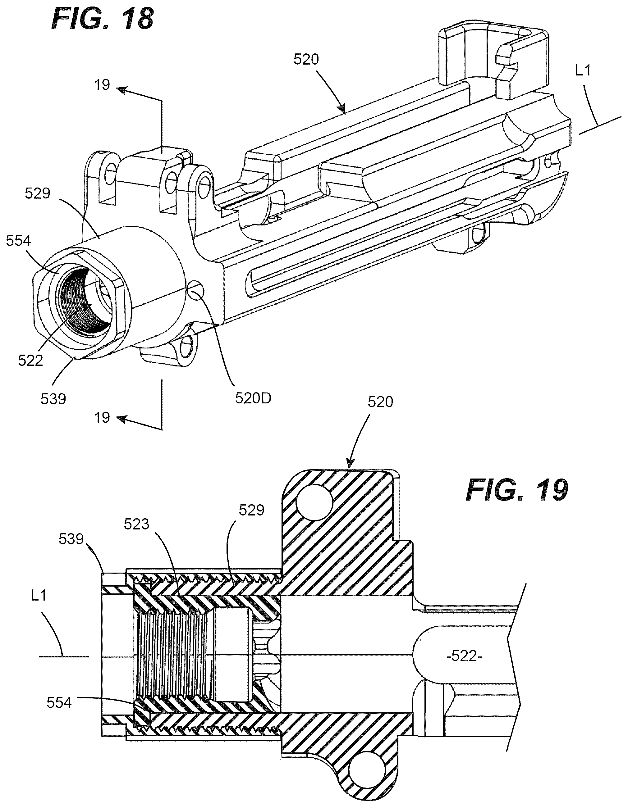 Patent US12504245 Figure 11 – Firearm receiver systems offering a fixed-barrel arrangement and pressure relief capability
