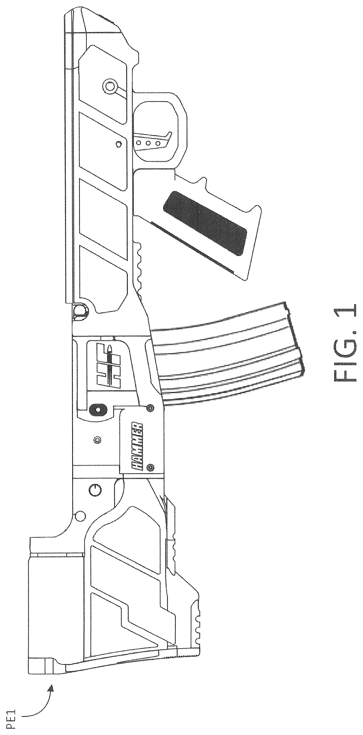 Patent US12504247 Figure 1 – Modular firearm lower receiver assembly for rapid conversion of AR-15 type firearms to a bullpup configuration and method of assembly thereof