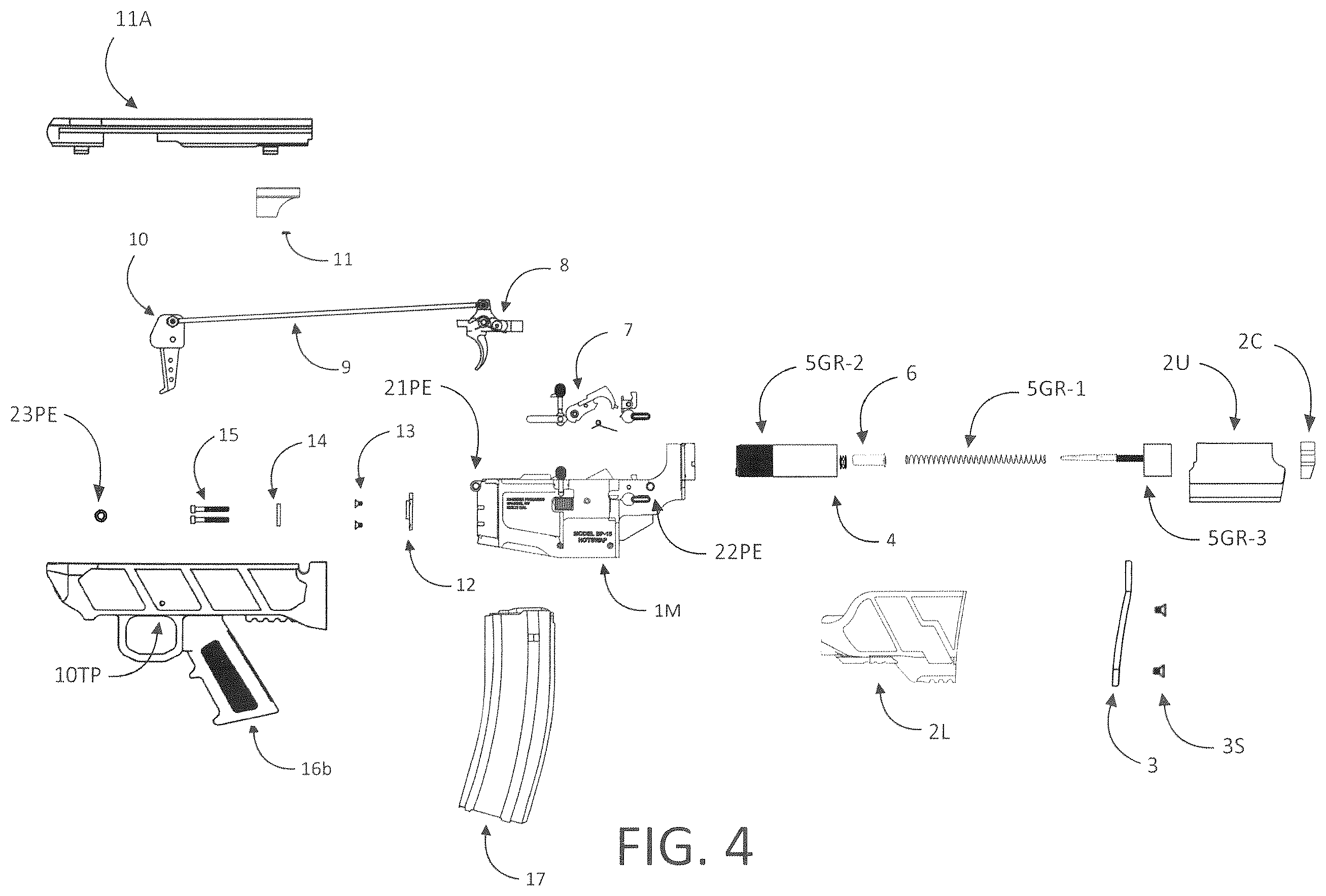 Patent US12504247 Figure 3 – Modular firearm lower receiver assembly for rapid conversion of AR-15 type firearms to a bullpup configuration and method of assembly thereof