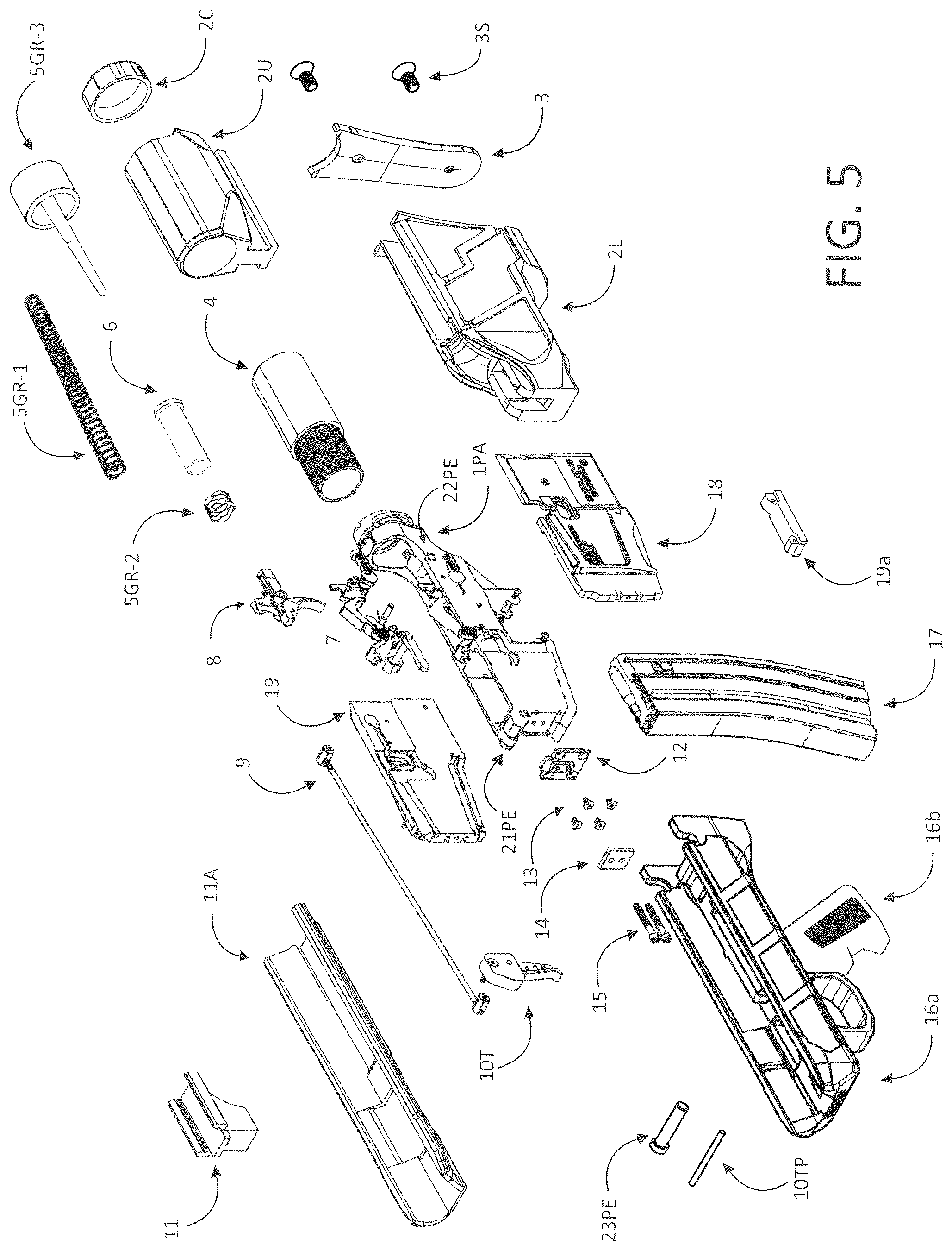 Patent US12504247 Figure 4 – Modular firearm lower receiver assembly for rapid conversion of AR-15 type firearms to a bullpup configuration and method of assembly thereof