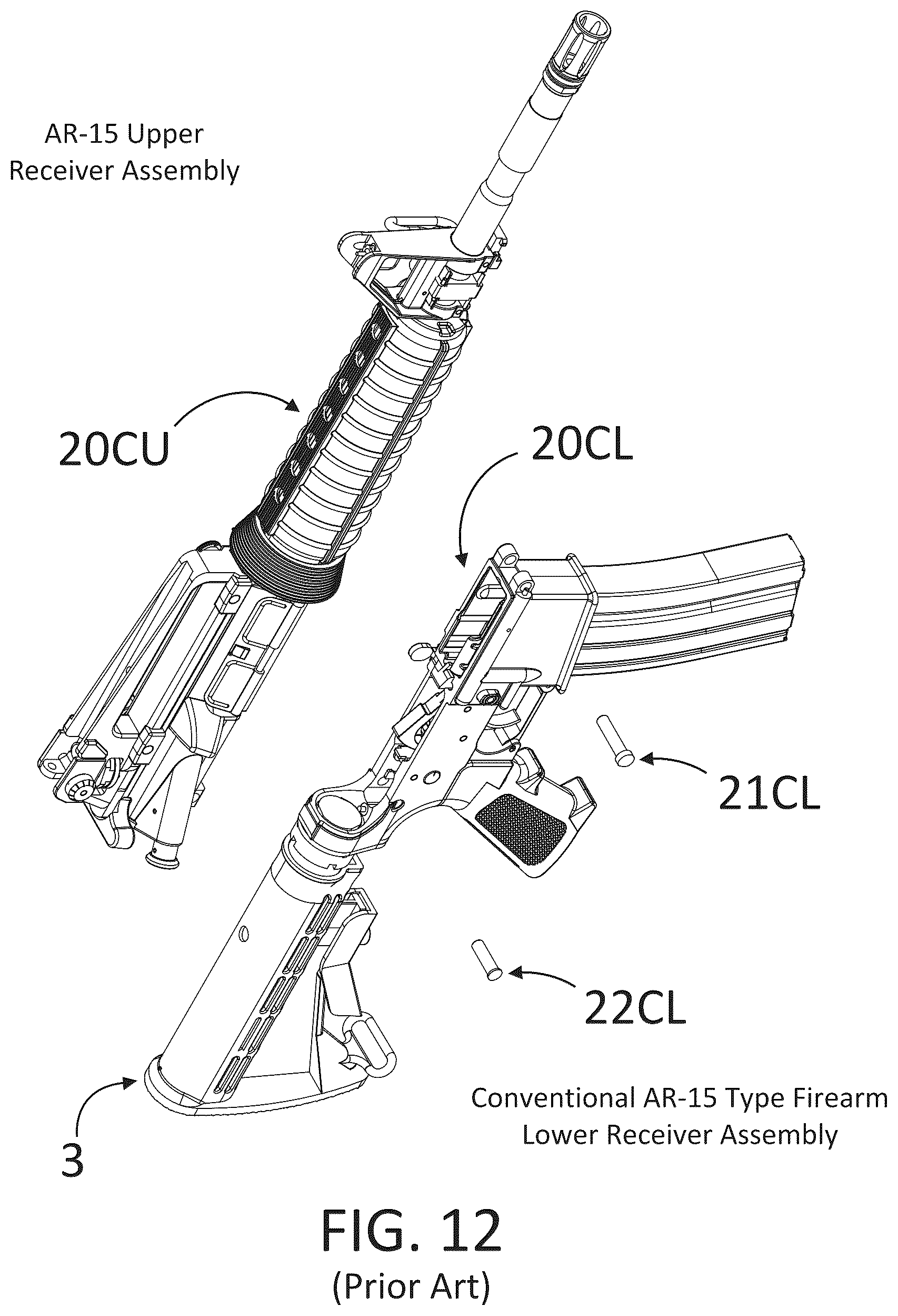 Patent US12504247 Figure 10 – Modular firearm lower receiver assembly for rapid conversion of AR-15 type firearms to a bullpup configuration and method of assembly thereof