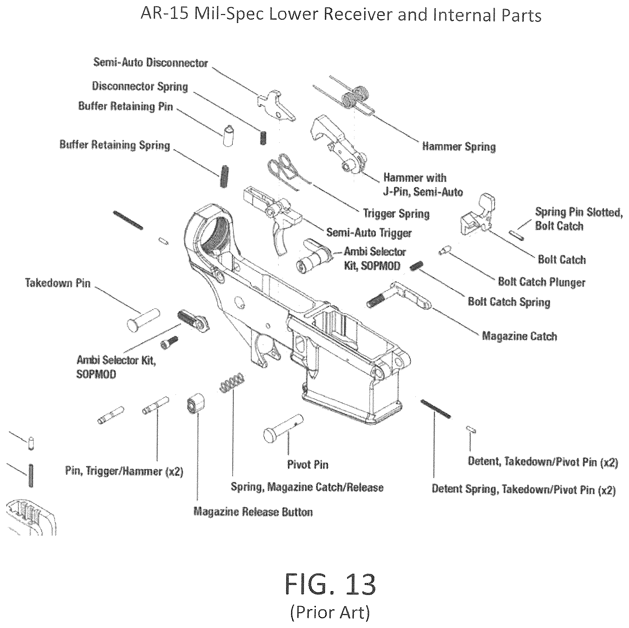 Patent US12504247 Figure 11 – Modular firearm lower receiver assembly for rapid conversion of AR-15 type firearms to a bullpup configuration and method of assembly thereof