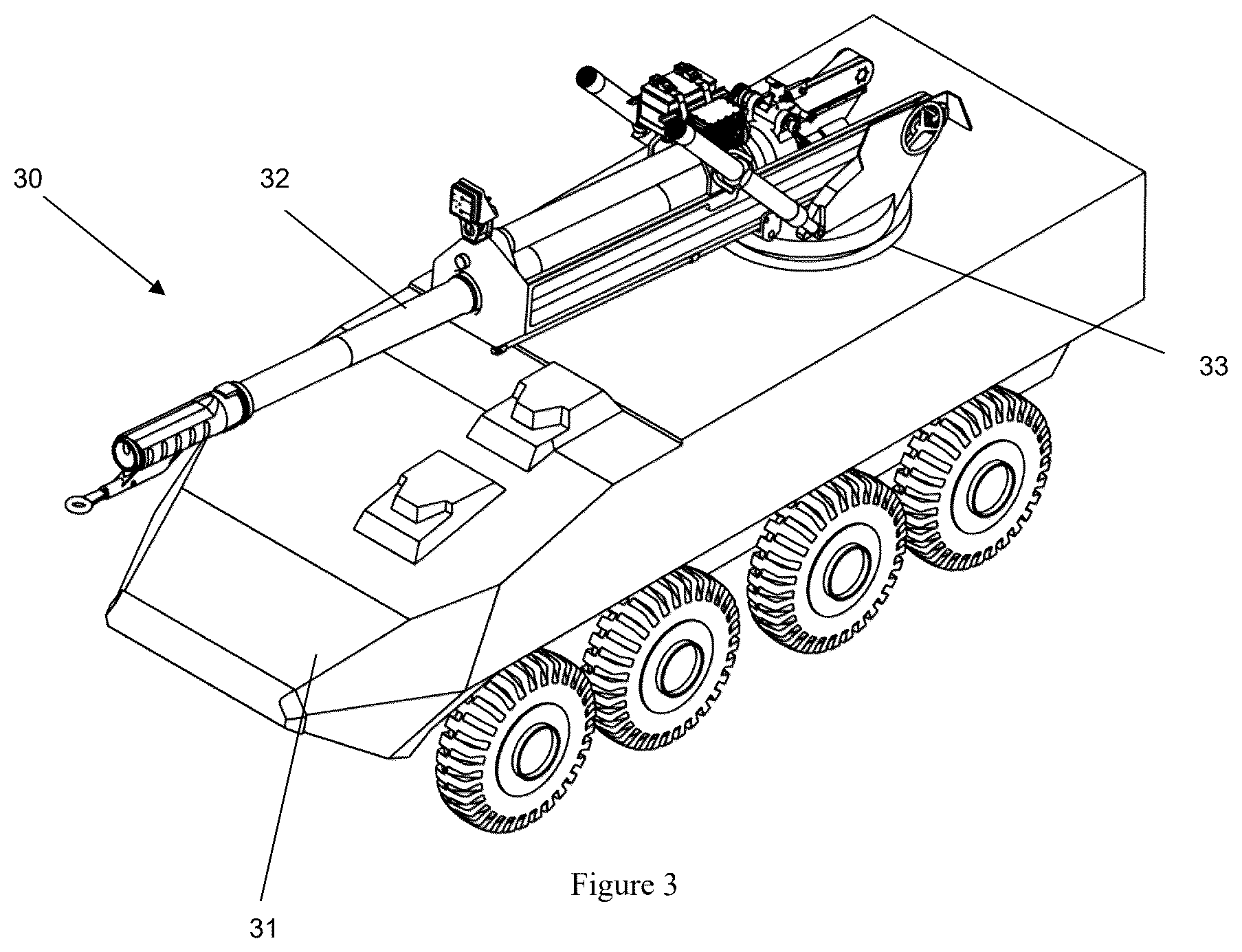 Patent US12504249 Figure 2 – Gun mount
