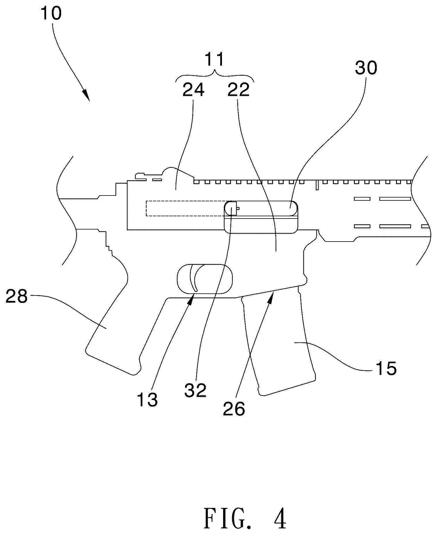 Patent US12504254 Figure 3 – Shell-throwing toy long gun