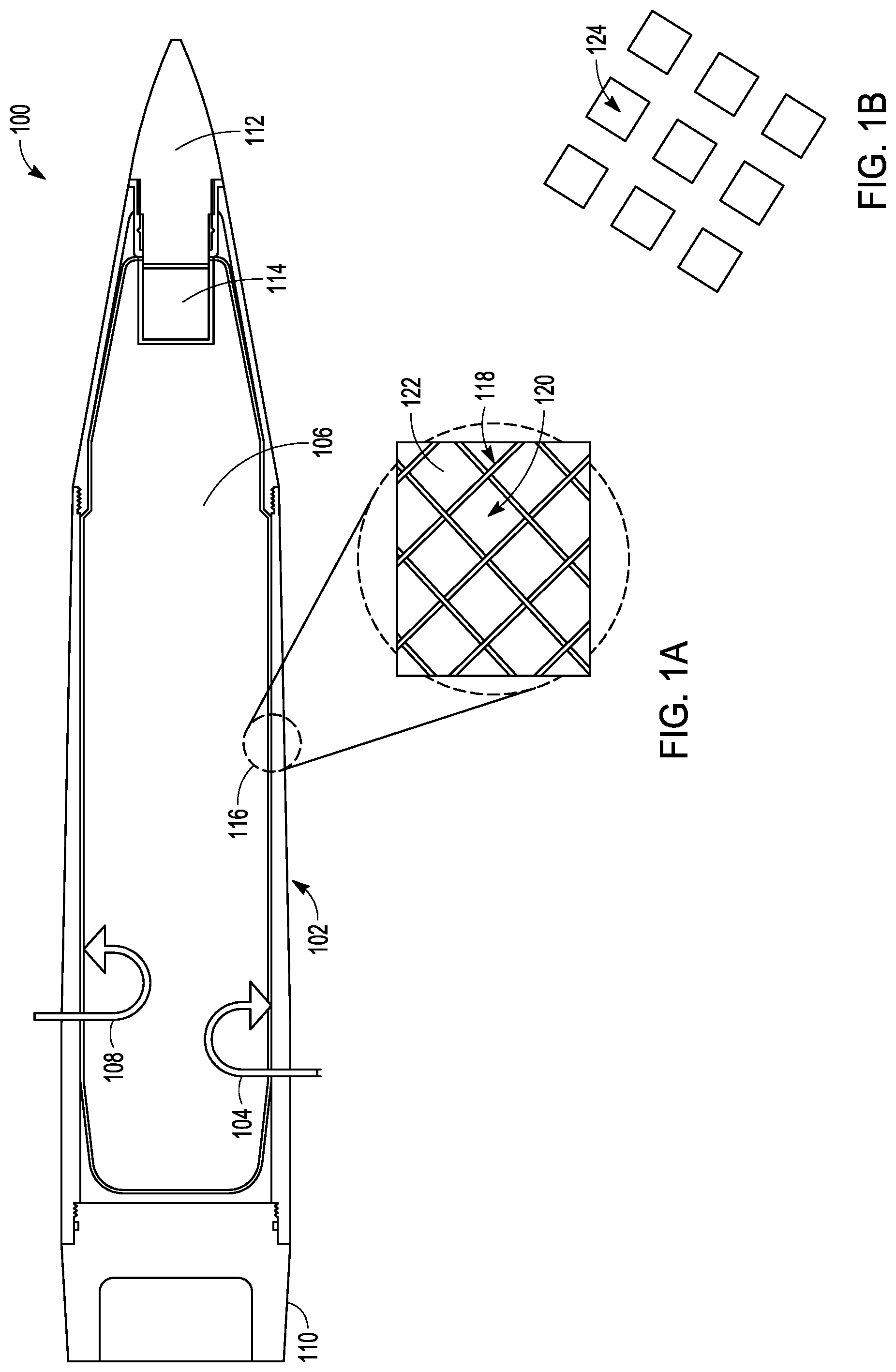 Patent US12504261 Figure 1 – Explosive fragmentation structure with a fragment enhancing insensitive munitions (IM) liner