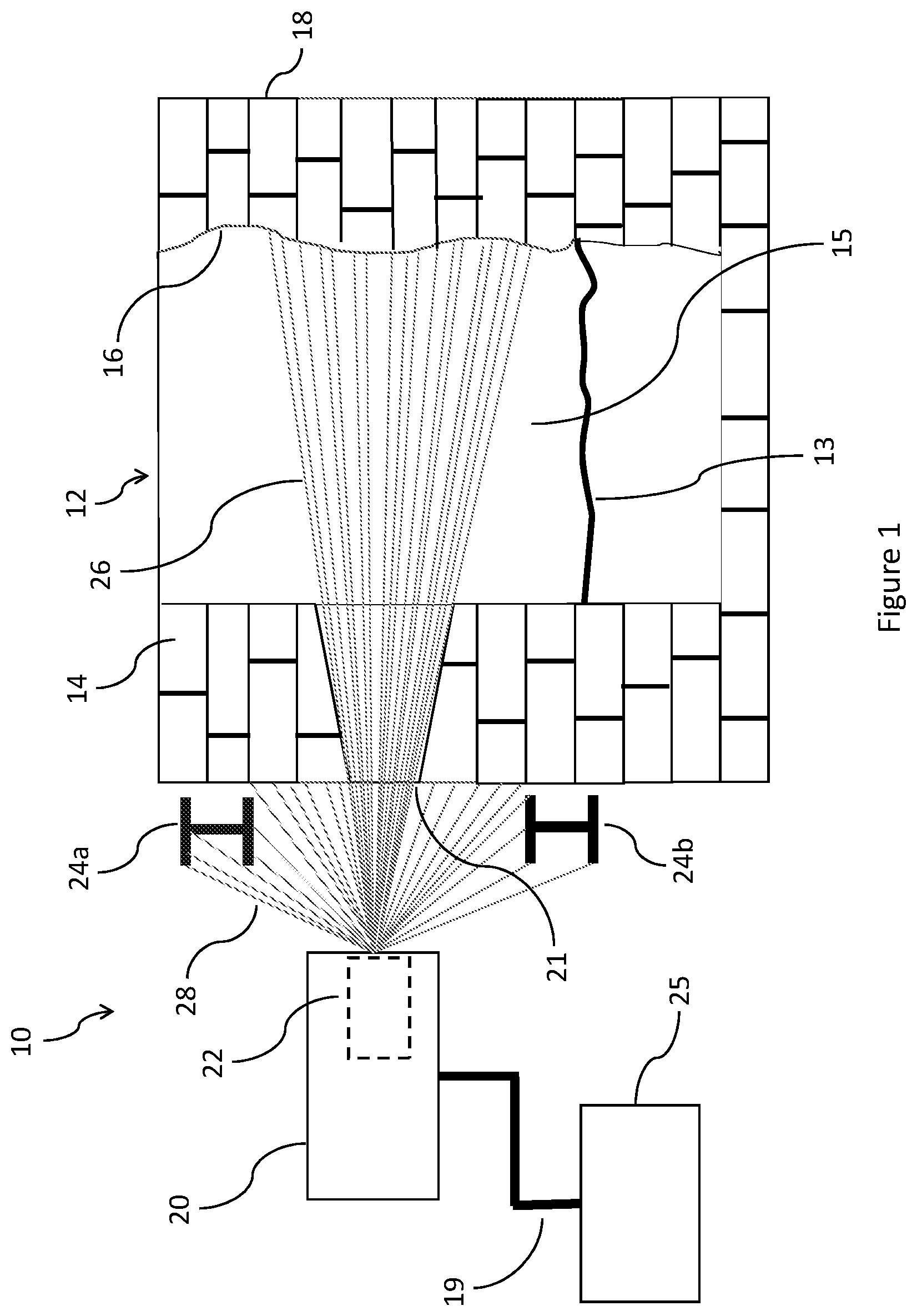 Patent US12504272 Figure 1 – System and method for determining the thickness of a material in manufacturing vessels