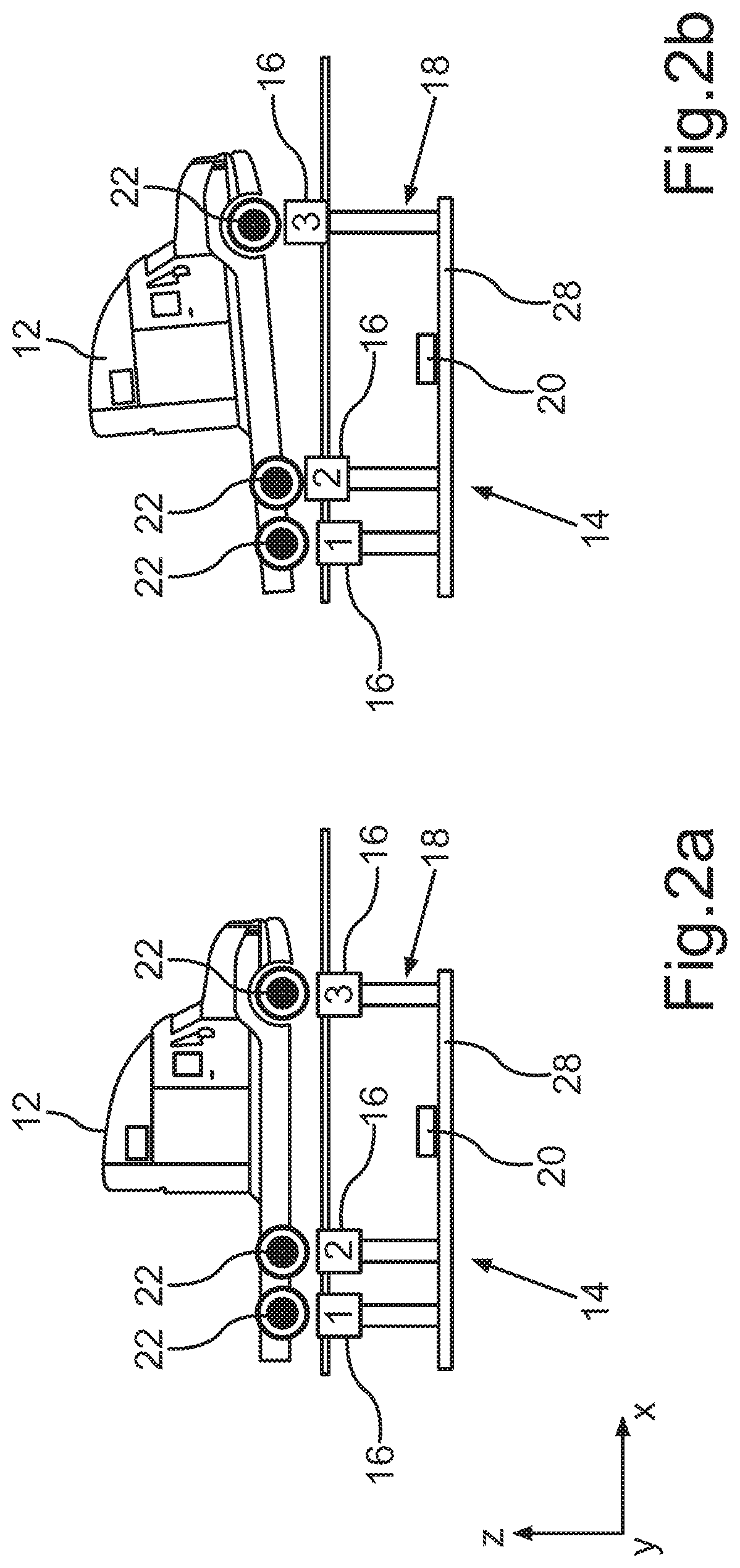 Patent US12504314 Figure 2 – Weighing device, method for determining a center of gravity of a motor vehicle, and method for operating a motor vehicle