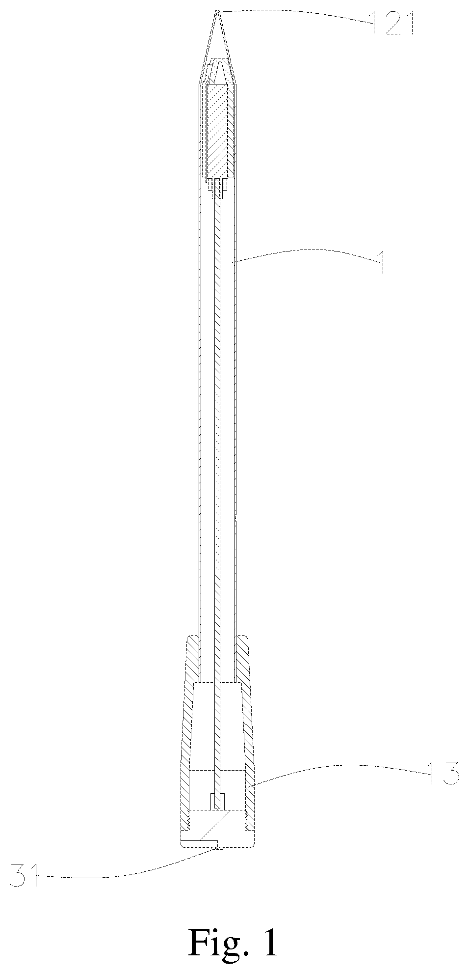 Patent US12504331 — Single-pin wireless electronic thermometer and charging device for the same — Figure 1