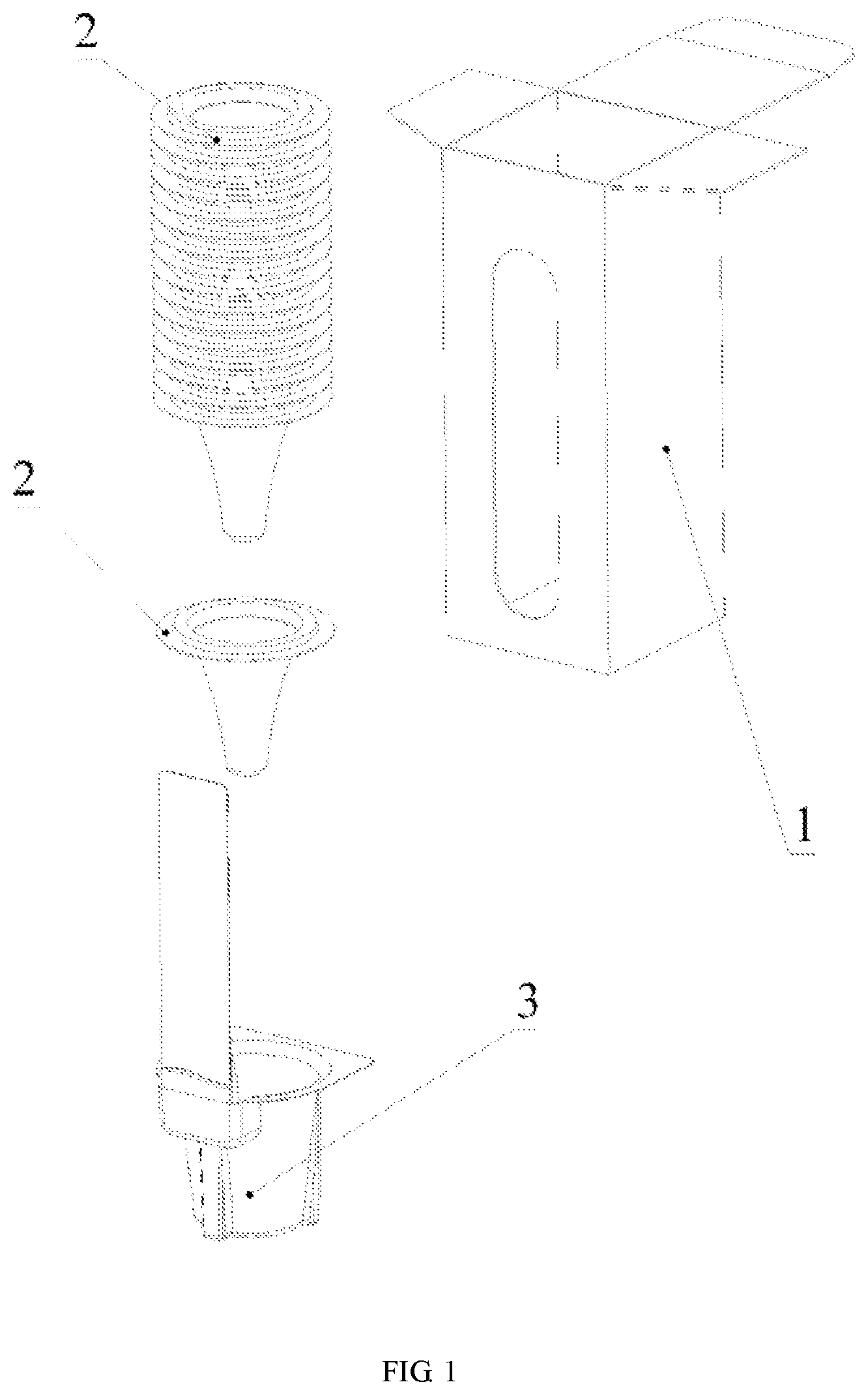 Patent US12504336 Figure 1 – Box-packed ear thermometer probe cover capable of preventing contact infection