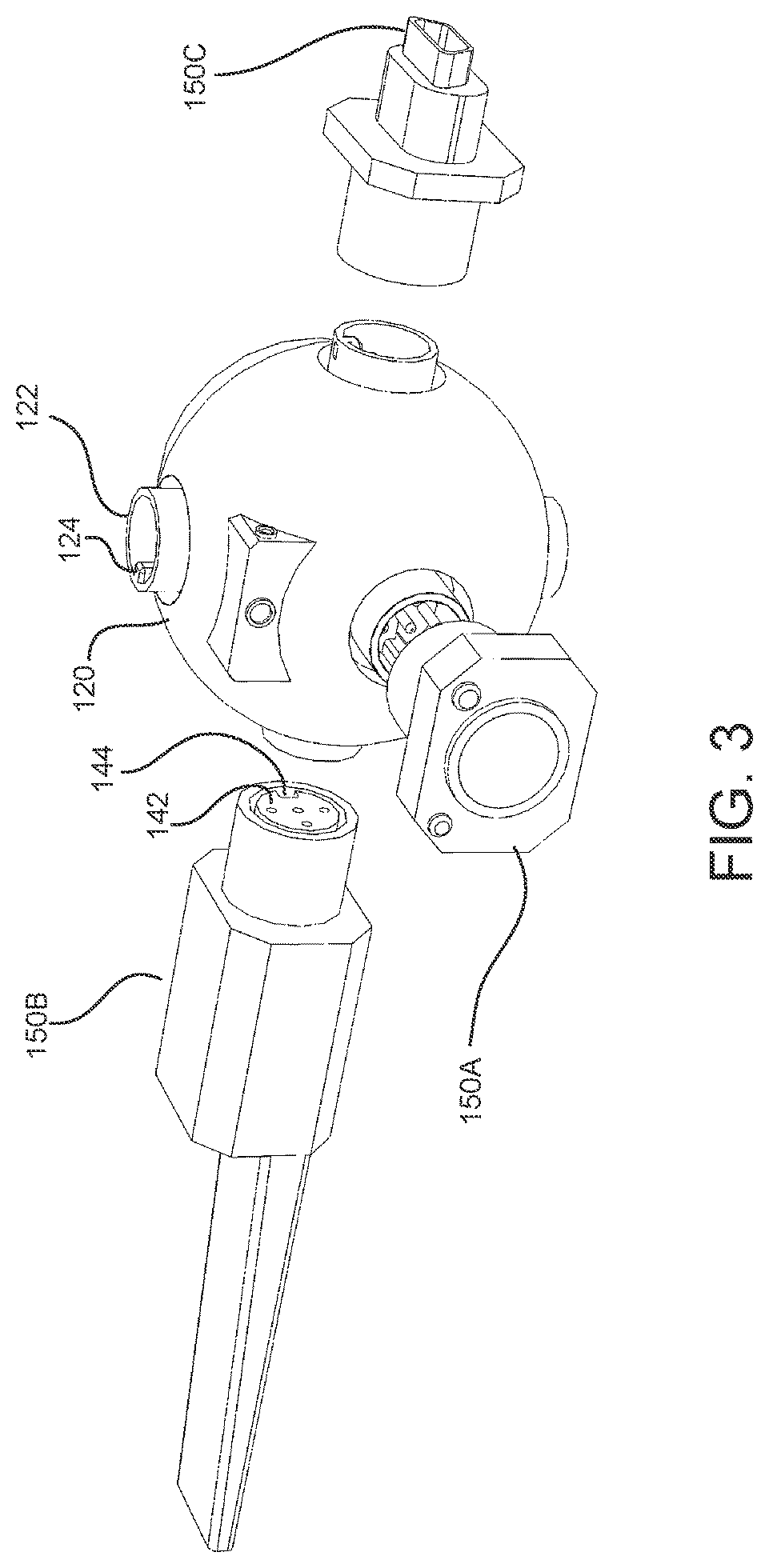 Patent US12504351 Figure 3 – Multi-function robotic arm with modular hub for automated inspection and maintenance of autonomous vehicles