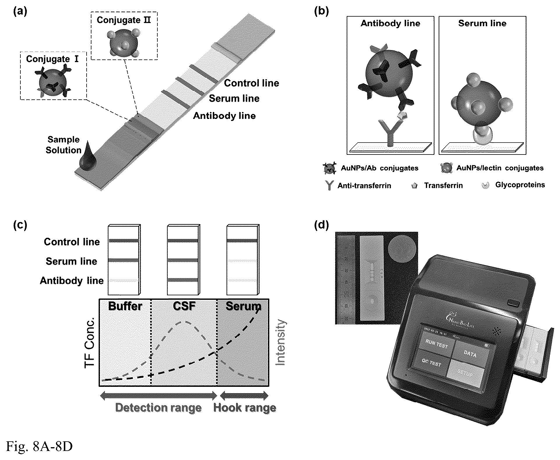 Patent US12504427 Figure 8 – Assay for rapid detection of cerebrospinal fluid leaks