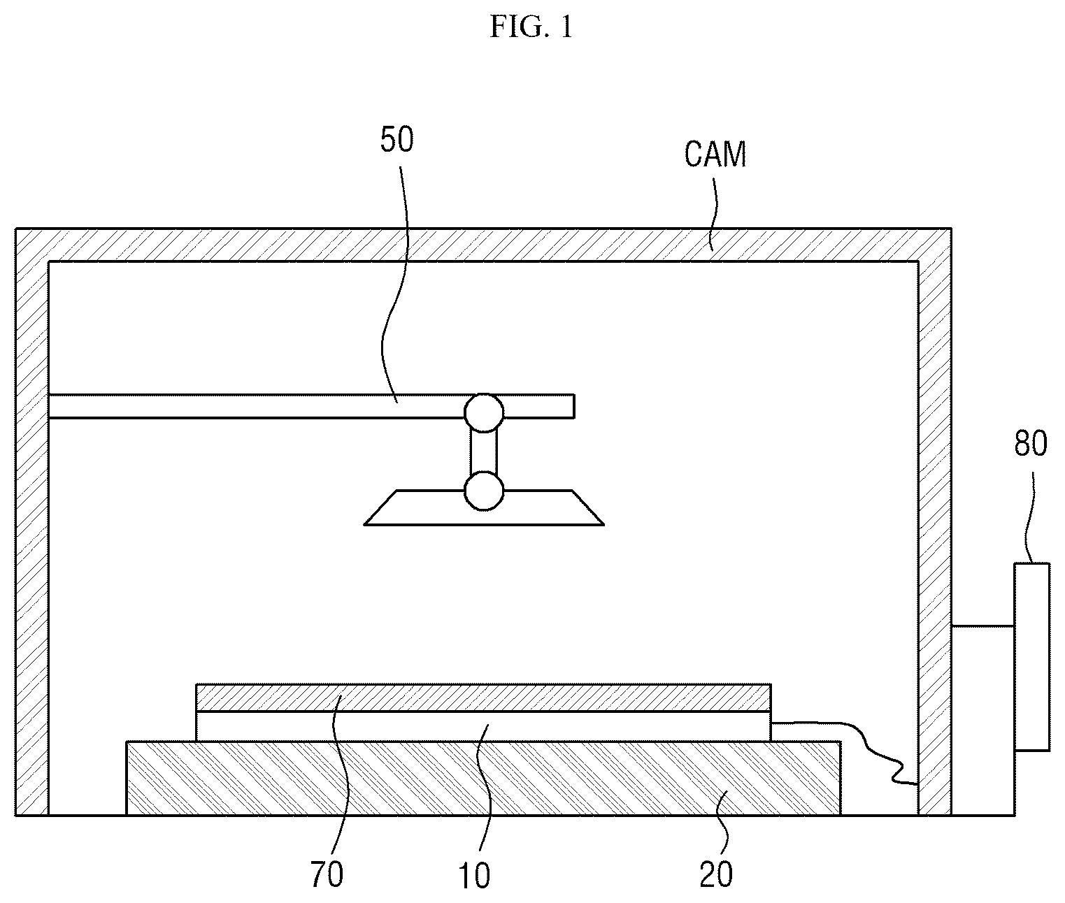 Patent US12504460 Figure 1 – Display panel inspection device evaluating light detection characteristics