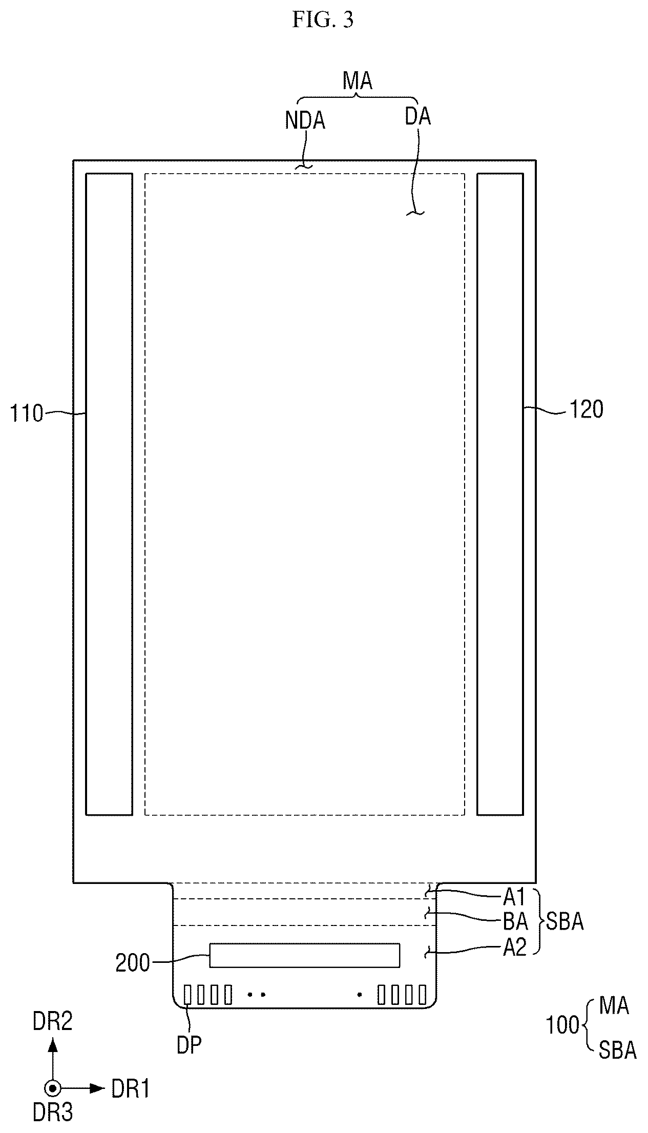 Patent US12504460 Figure 3 – Display panel inspection device evaluating light detection characteristics