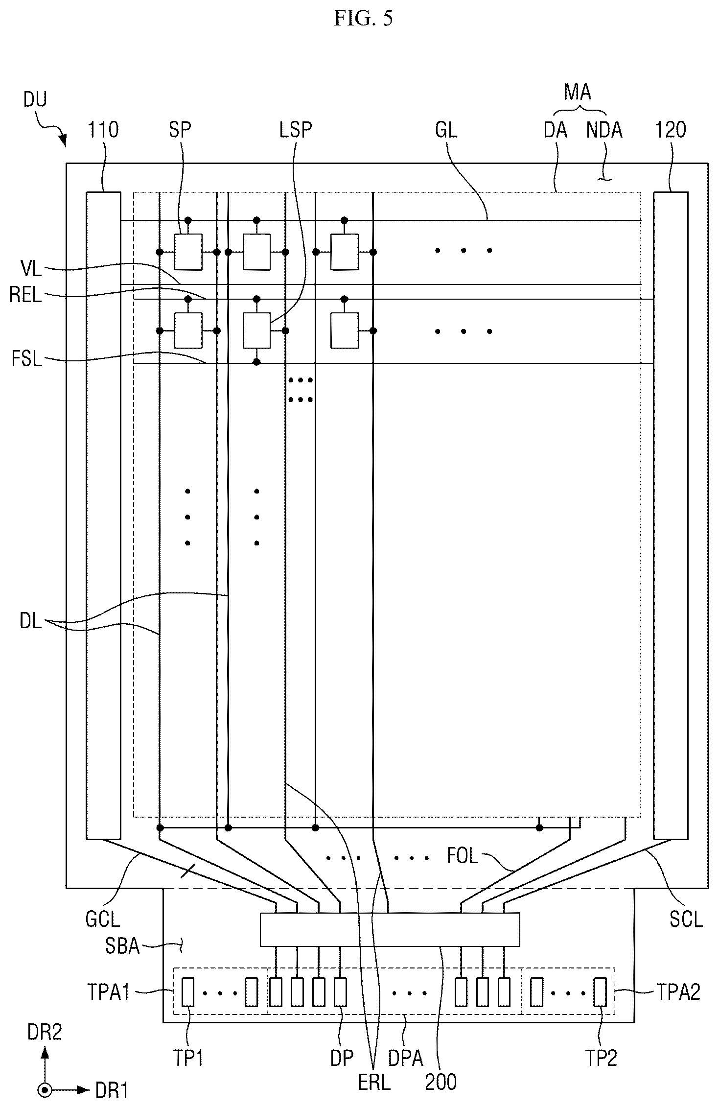 Patent US12504460 Figure 5 – Display panel inspection device evaluating light detection characteristics