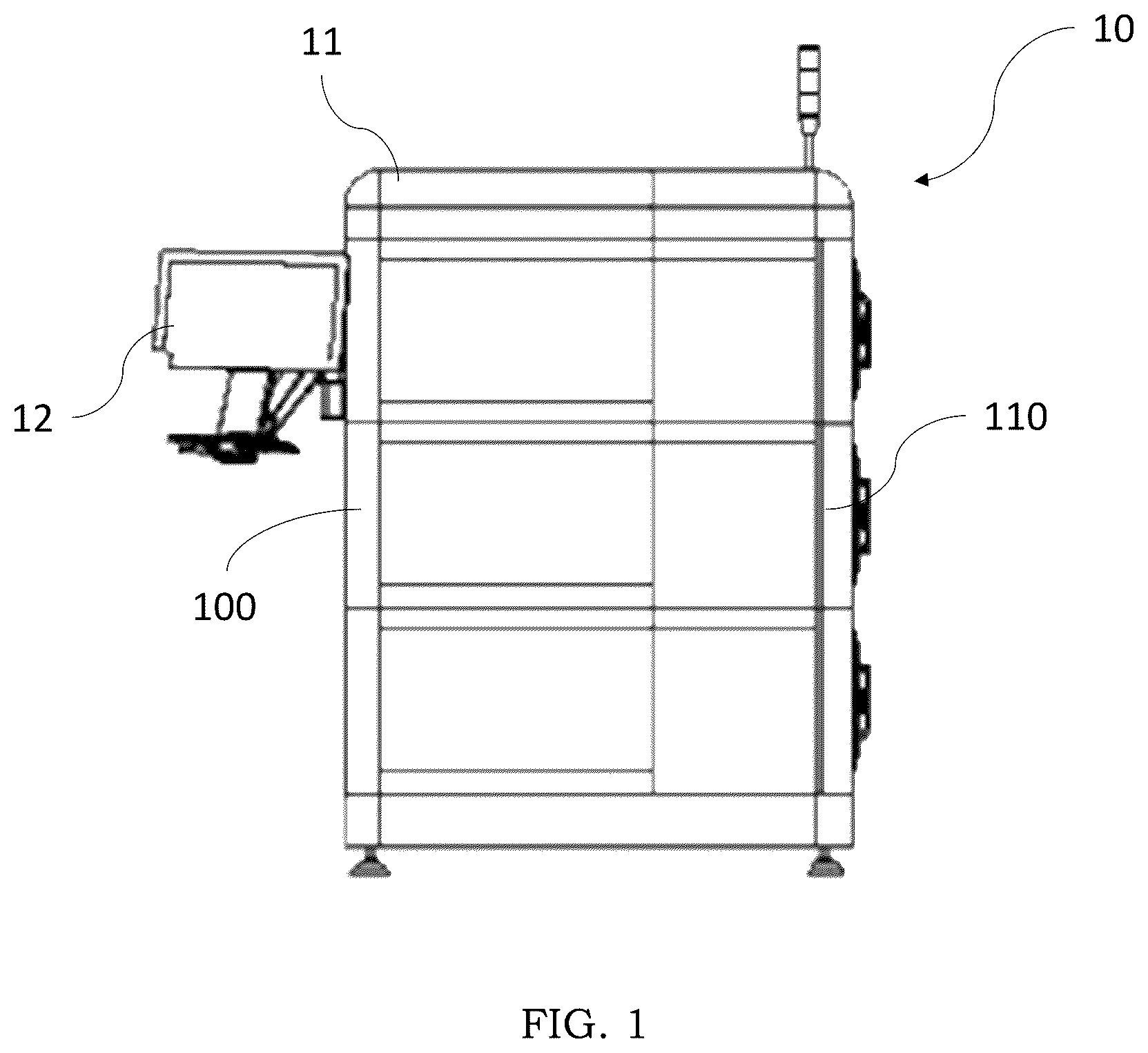 Patent US12504464 — Burn-in station for performing burn-in testing of electronic devices — Figure 1